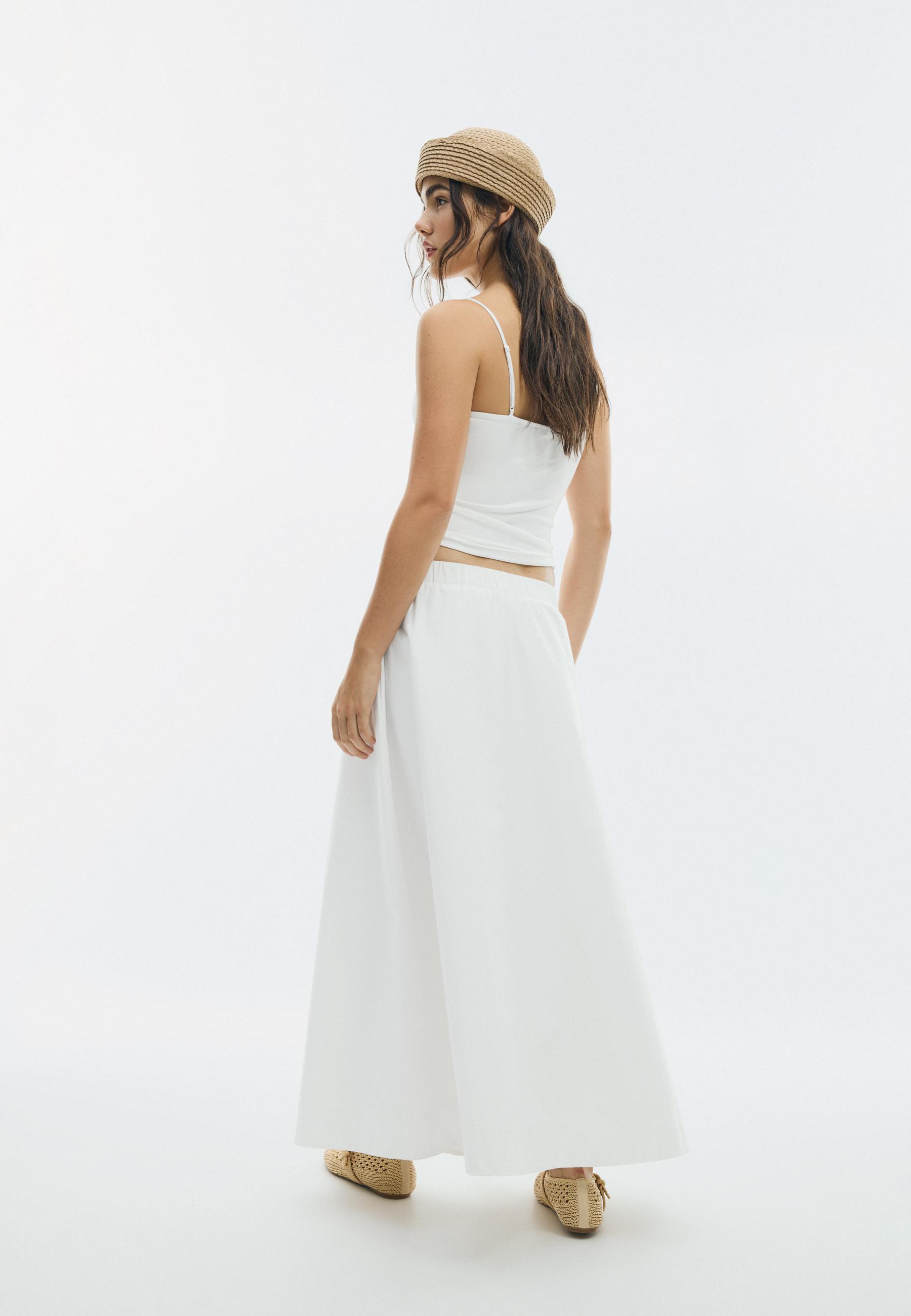 Poplin layered skirt — White