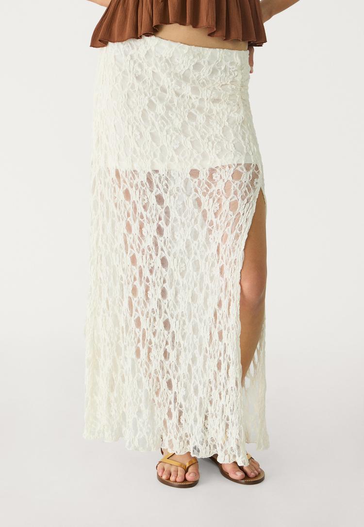 falda midi blonda frunce