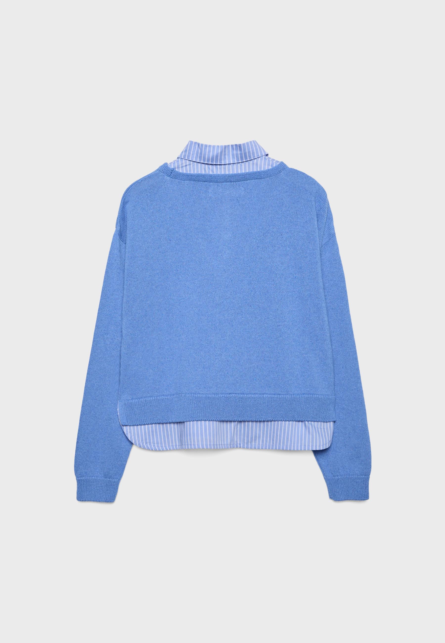Two-fabric knit jumper — Royal blue