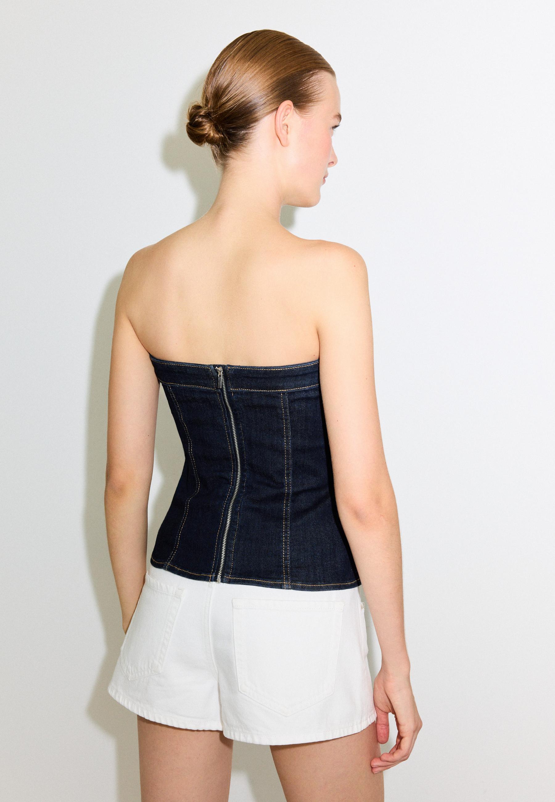 Denim bandeau top — OVERDYED BLUE DENIM