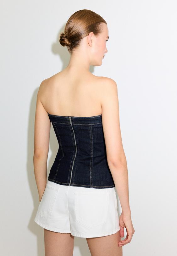 straplez denim bluz