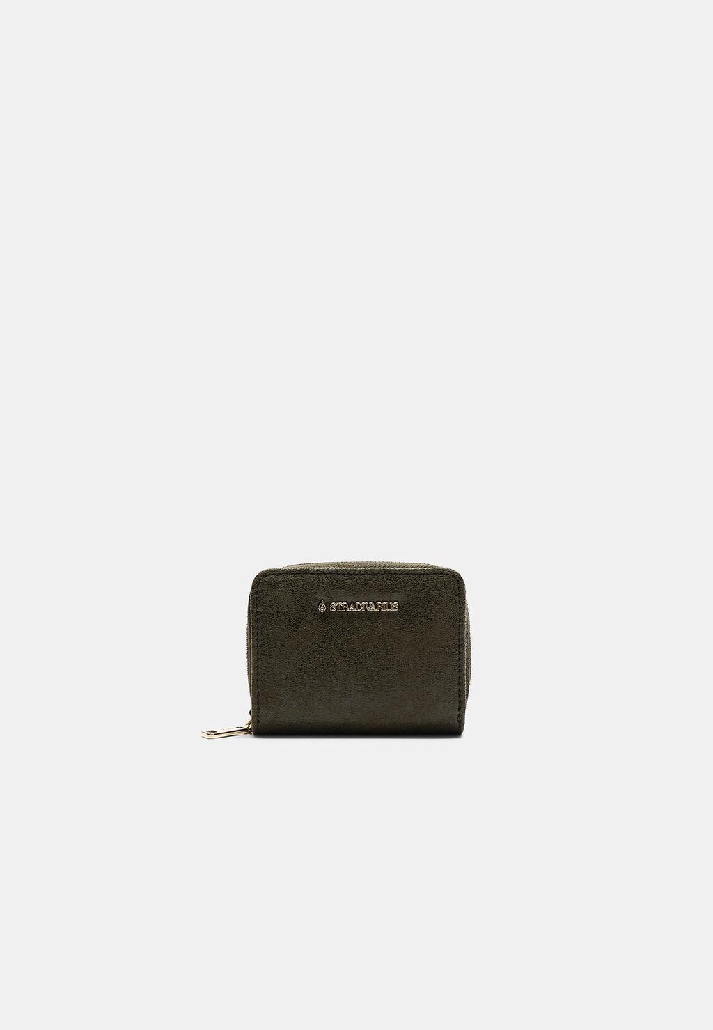 Zipped faux suede card holder purse