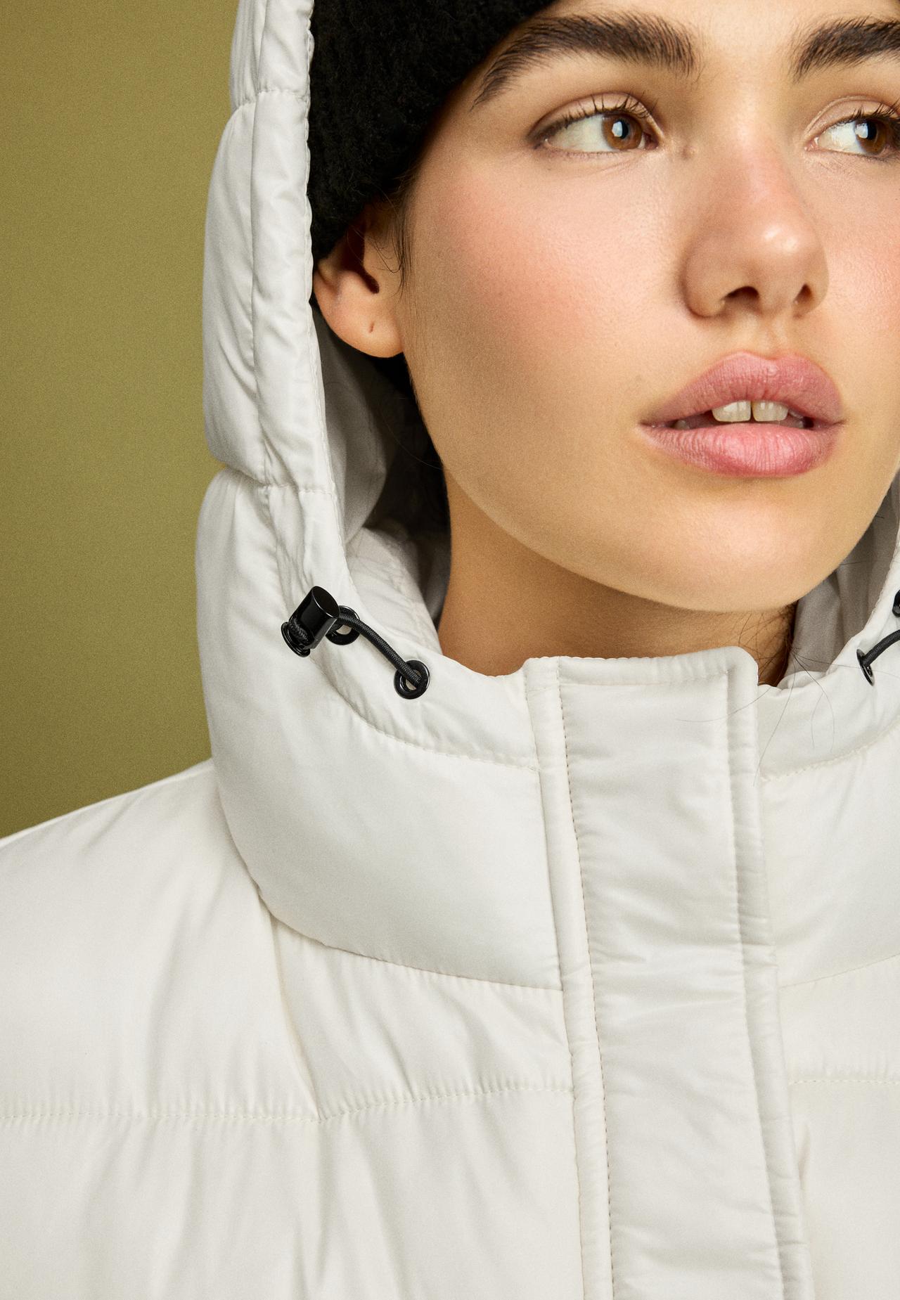 Shiny hooded padded jacket — Vanilla