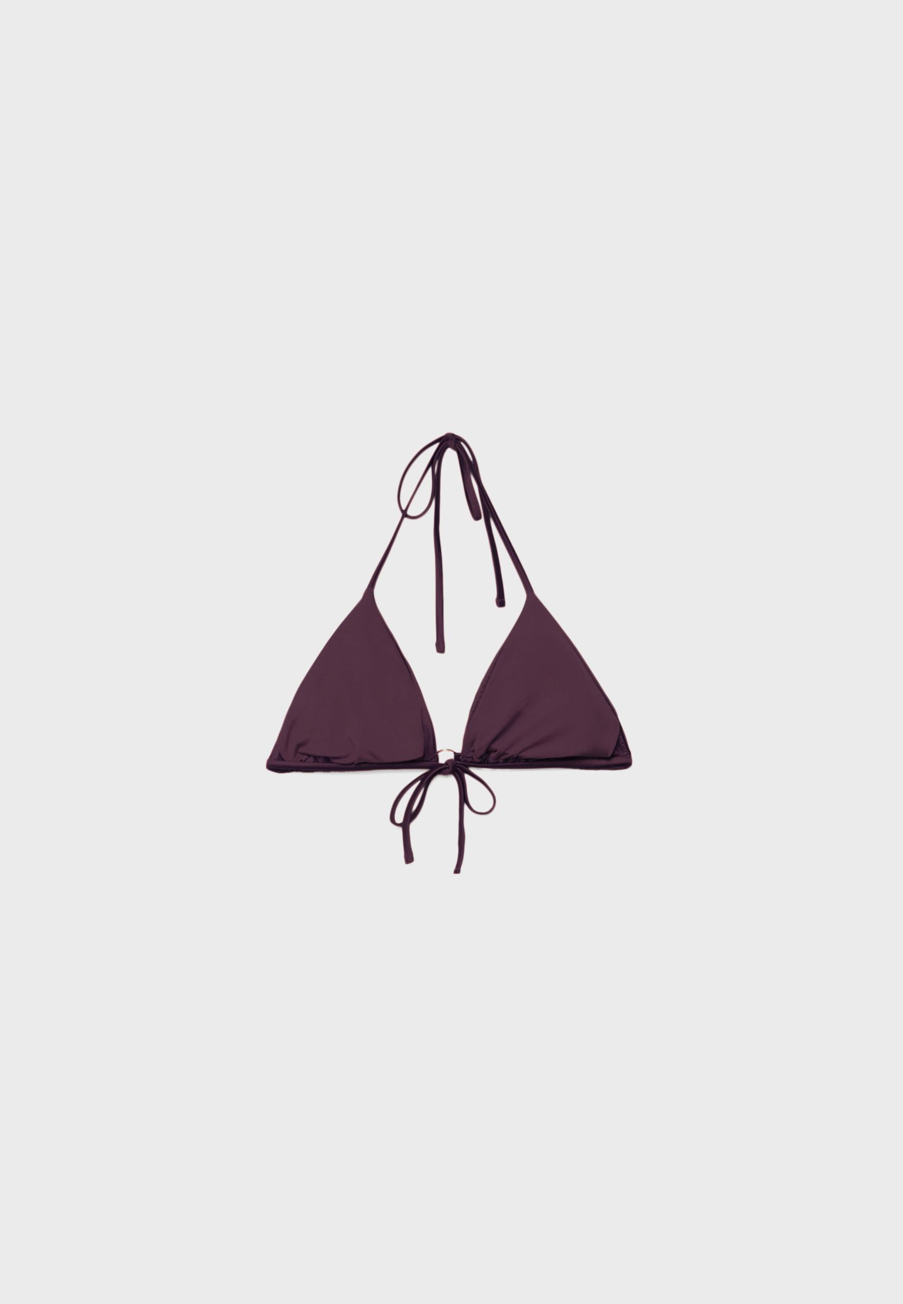 Satin triangle bikini top — Purple