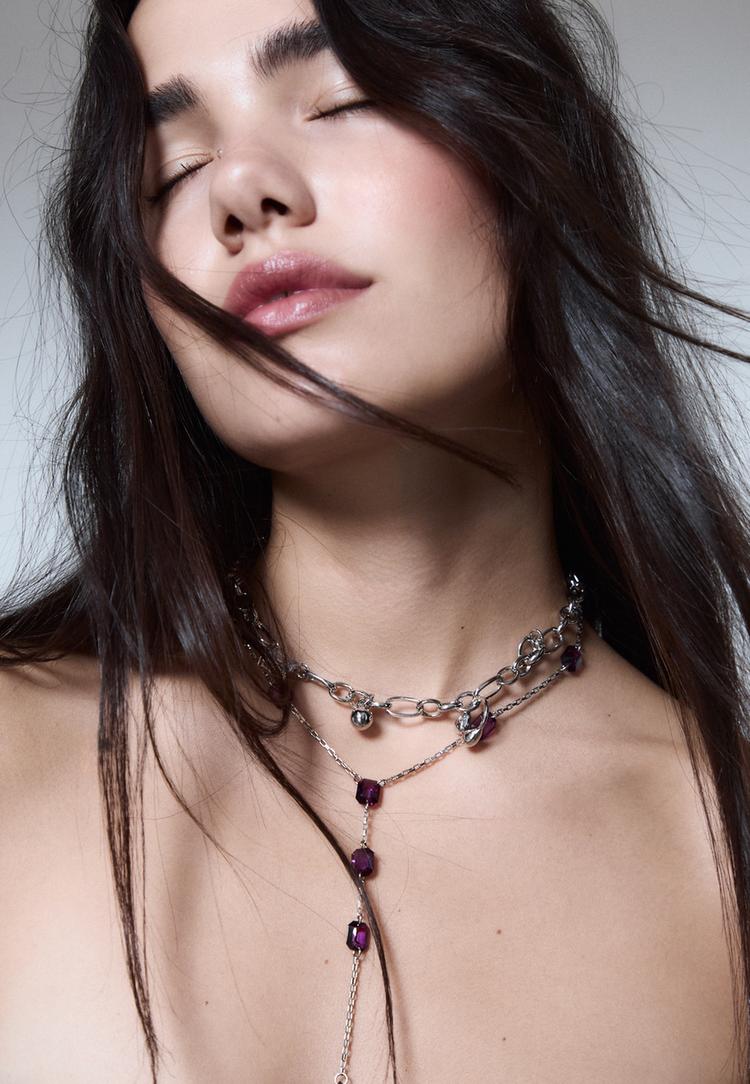 set of 2 rhinestone lariat necklaces