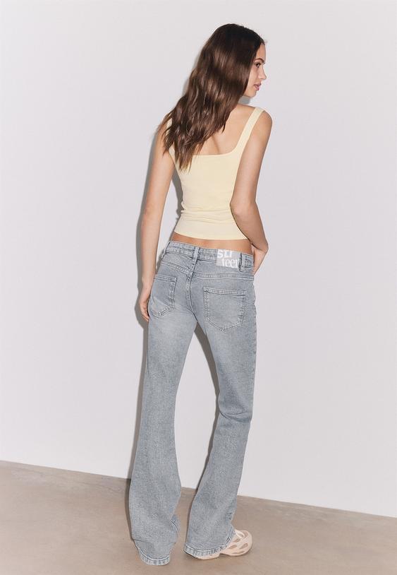 Stradivarius Low Waist Boot-Cut Jeans Black Denim Wash 8