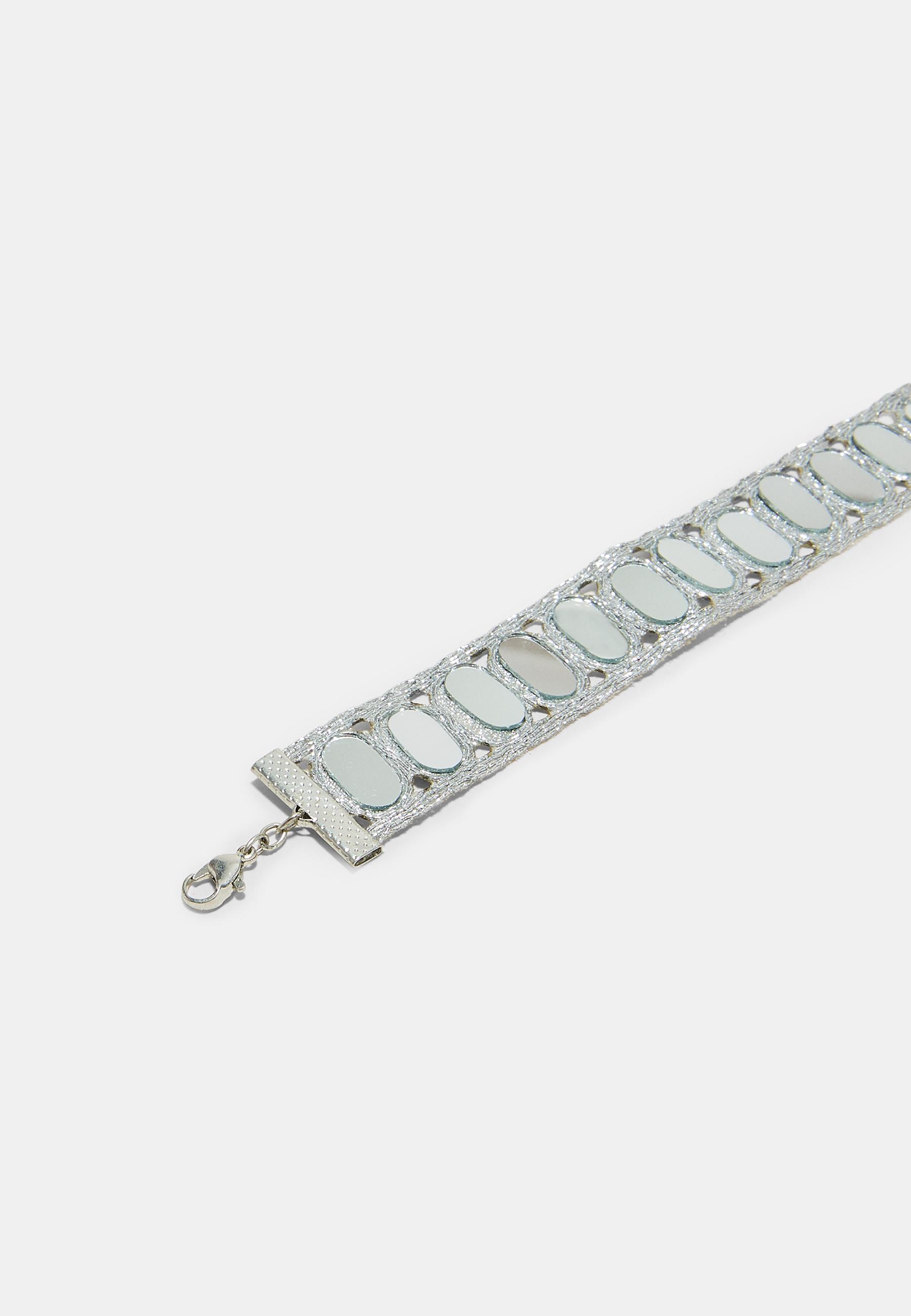 Choker necklace with mini mirrors — Grey