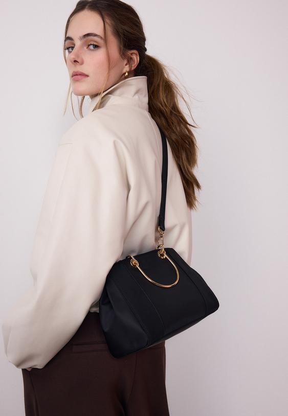 borsa tote con manico metallico