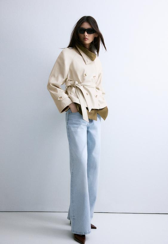 trench col montant en similicuir