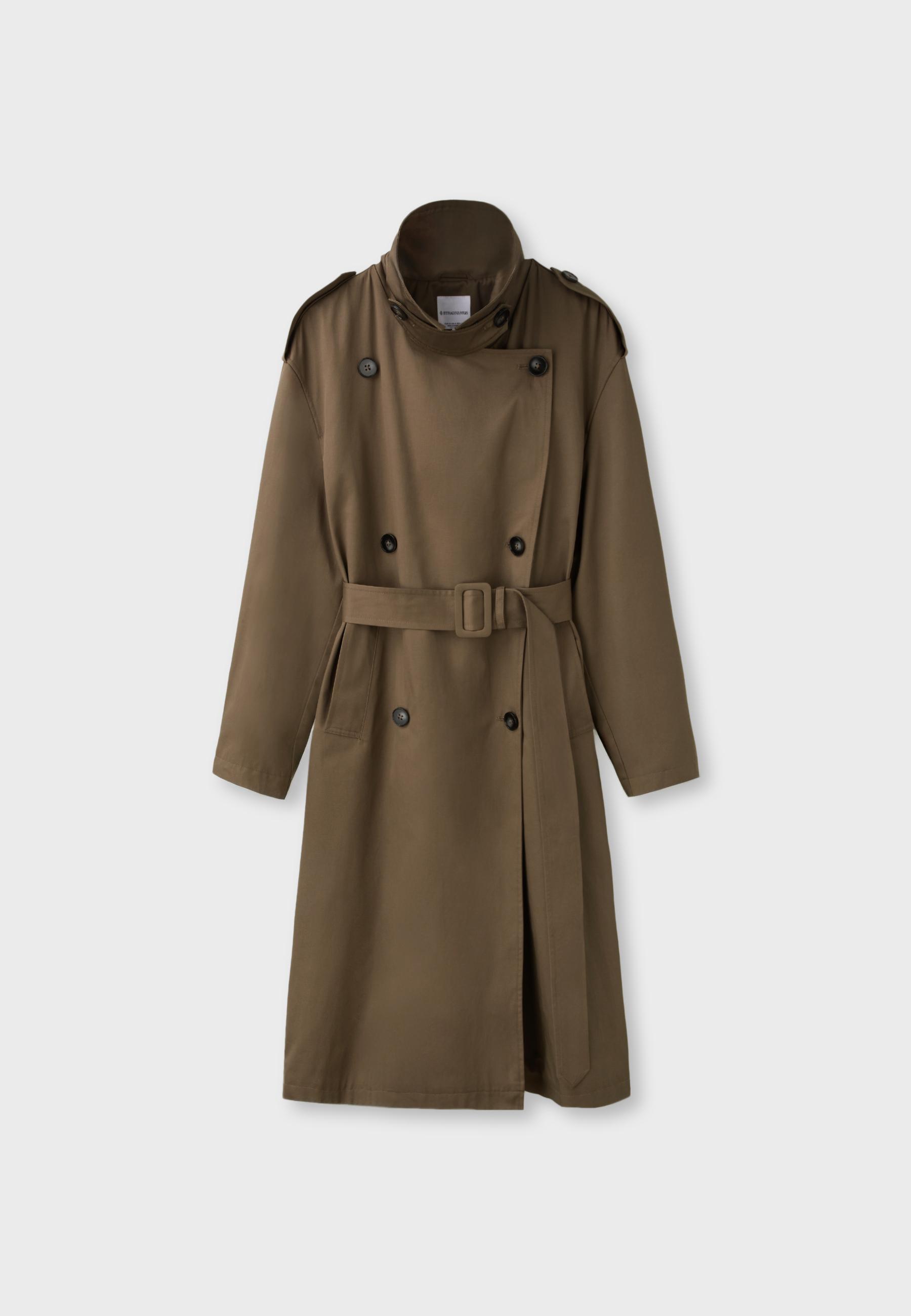 Stradivarius Basic uzun trençkot görsel 6