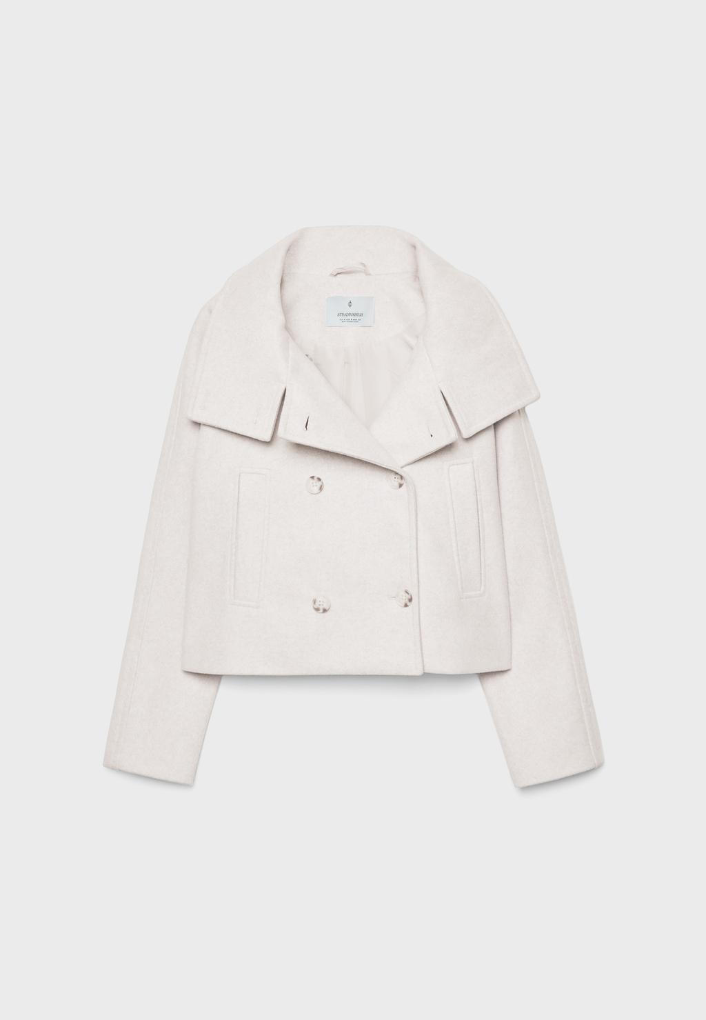 Short double-breasted high neck coat