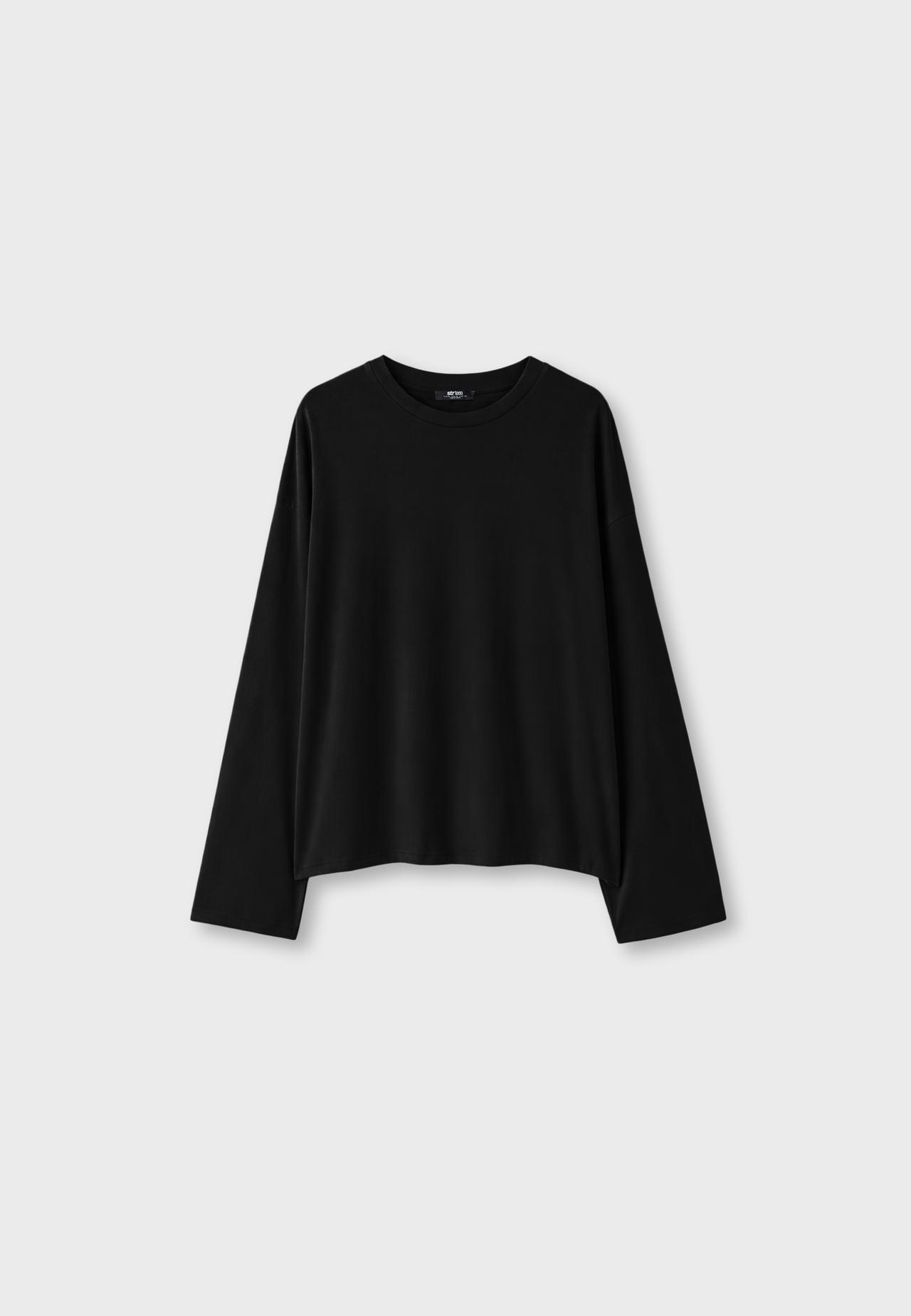 Boxy long sleeve T-shirt — Black