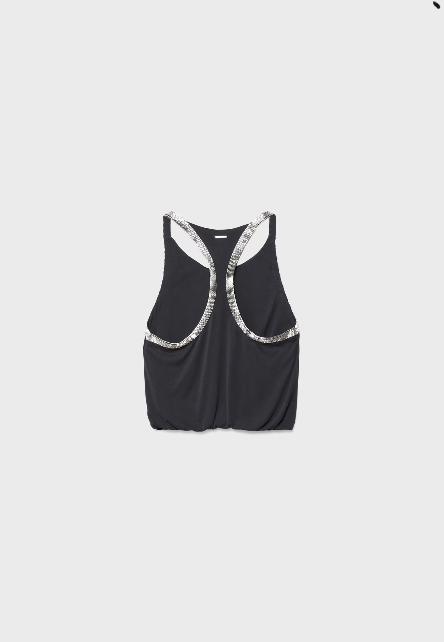 Cupro T-shirt with rhinestones One Dilemma — Black
