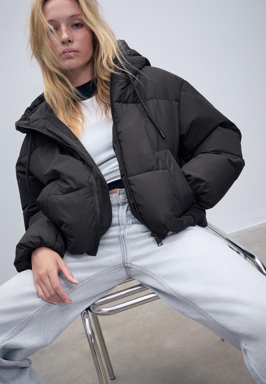 Oversize-Steppjacke mit Kapuze