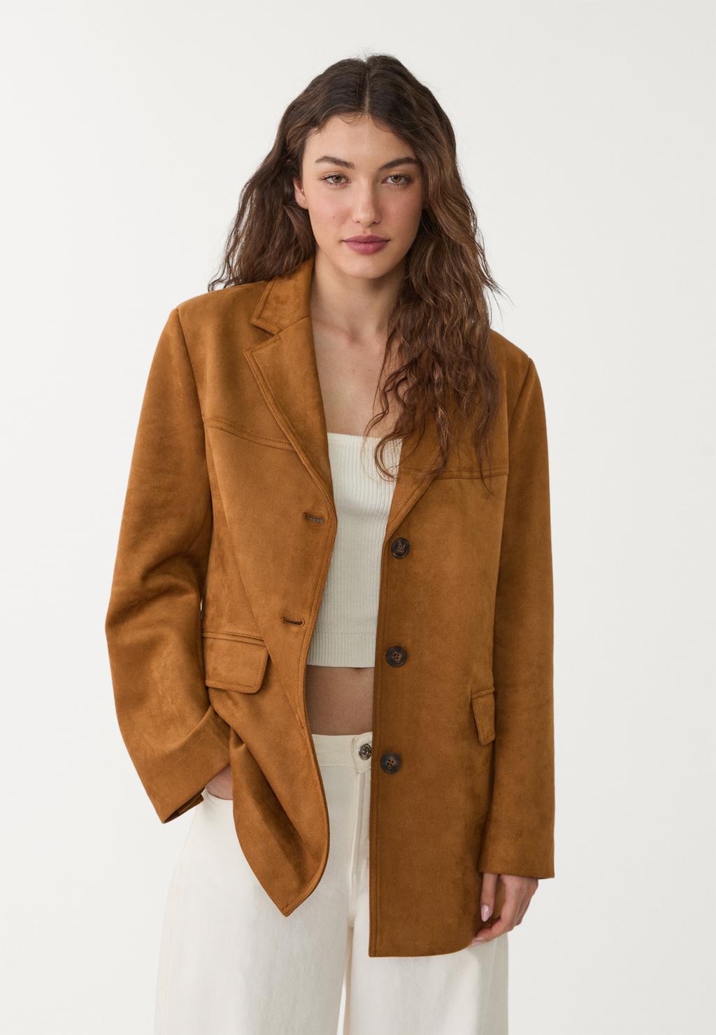 Faux suede blazer