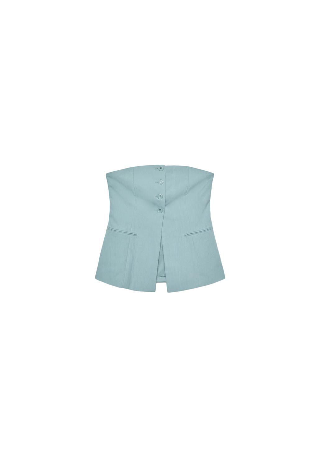 Textured bustier top with buttons