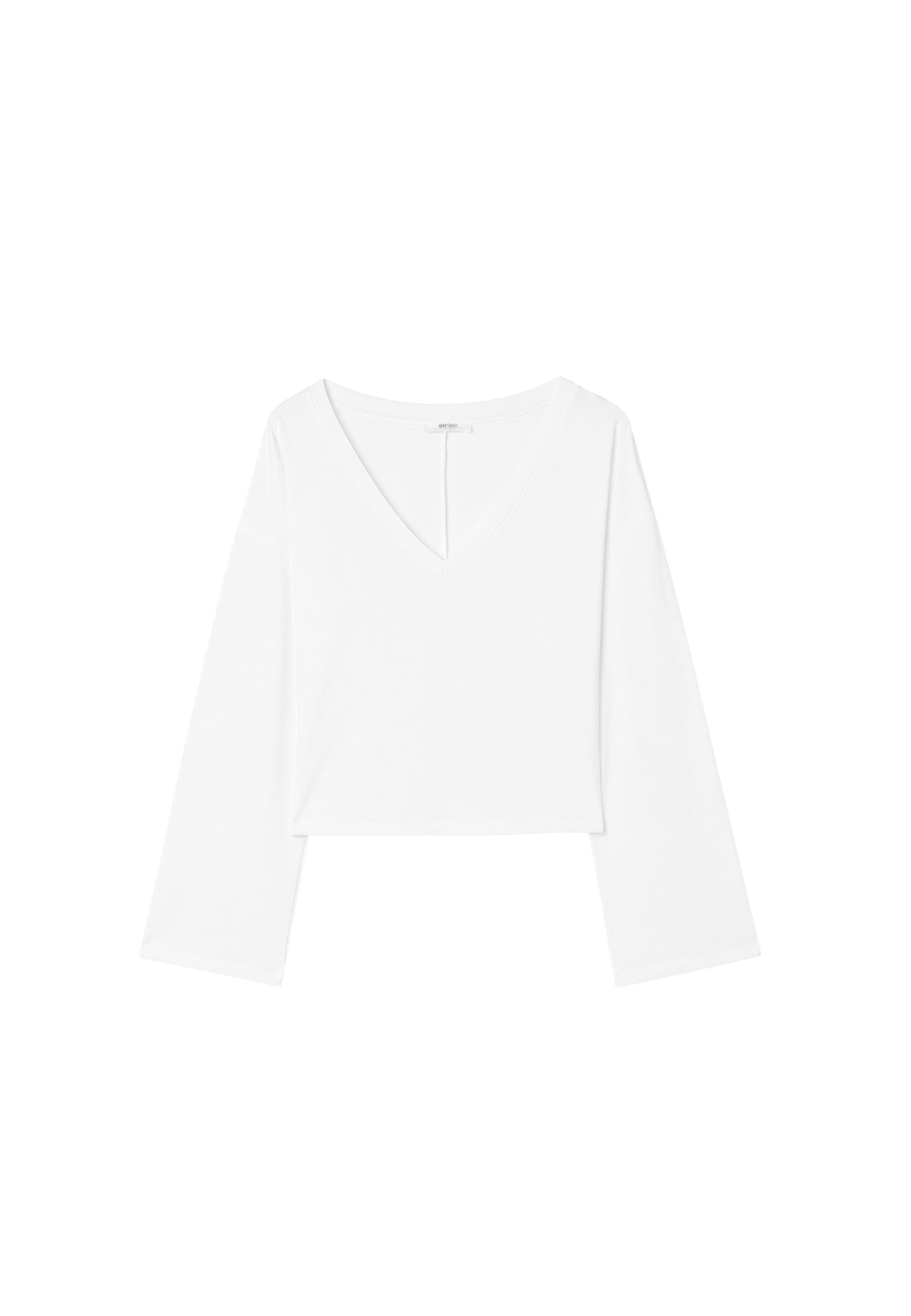 V-neck long Japanese sleeve T-shirt — Ecru