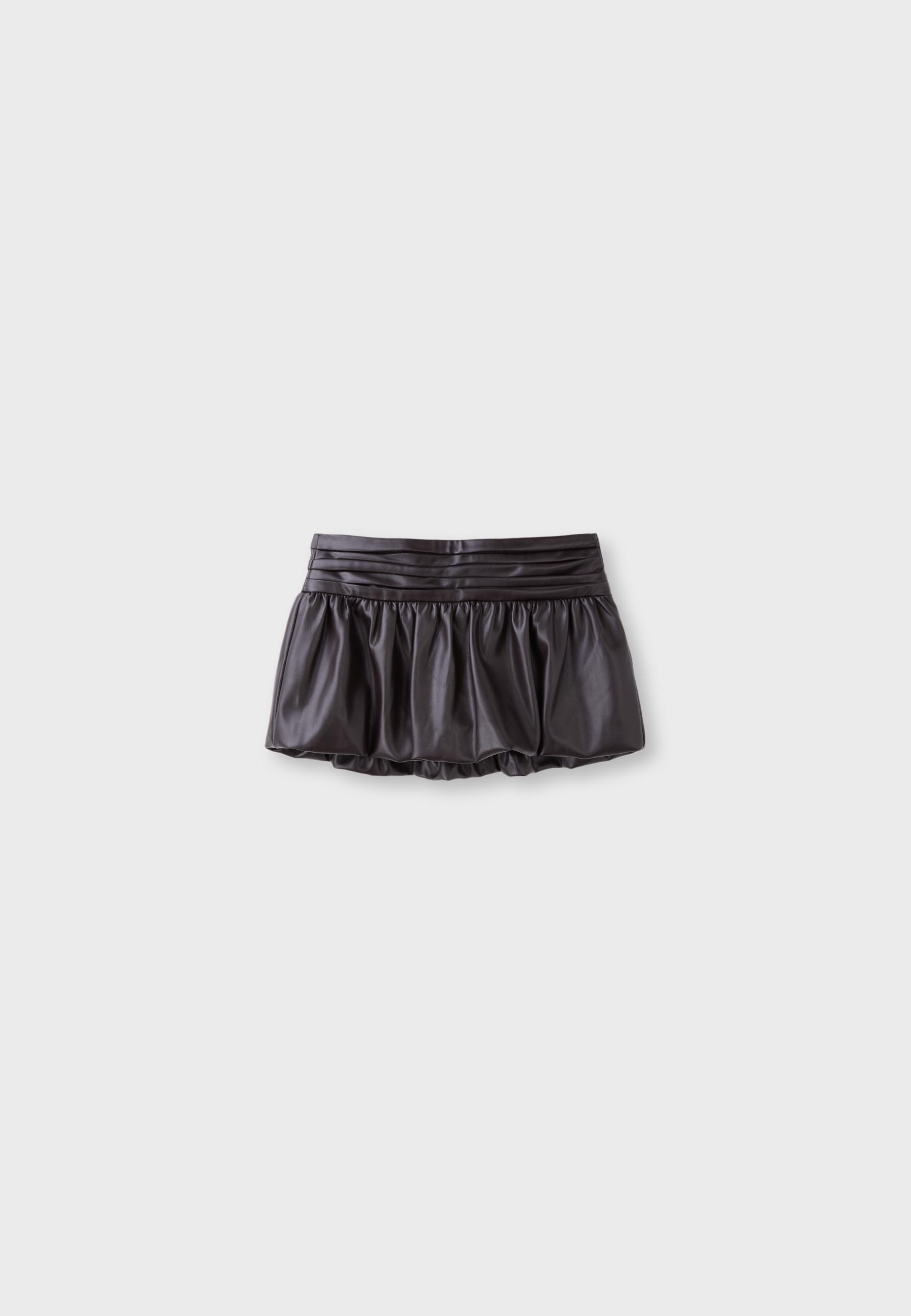 Leather effect balloon mini skirt - Women's fashion | Stradivarius
