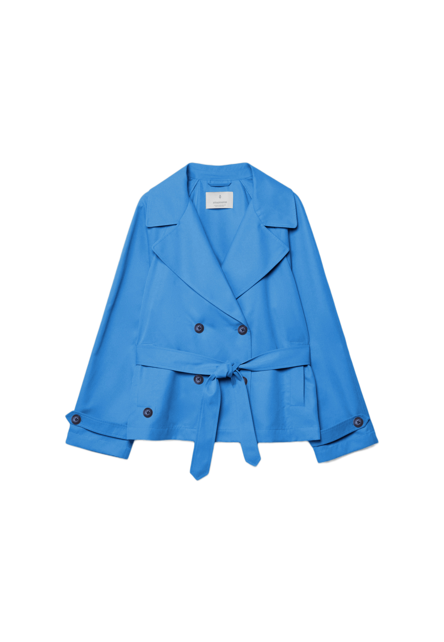 Short flowing trench coat with belt — Royal blue