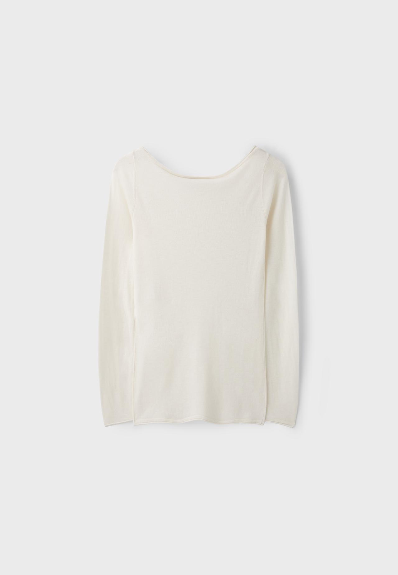 Basic wool and silk boat neck jumper — Vanilla