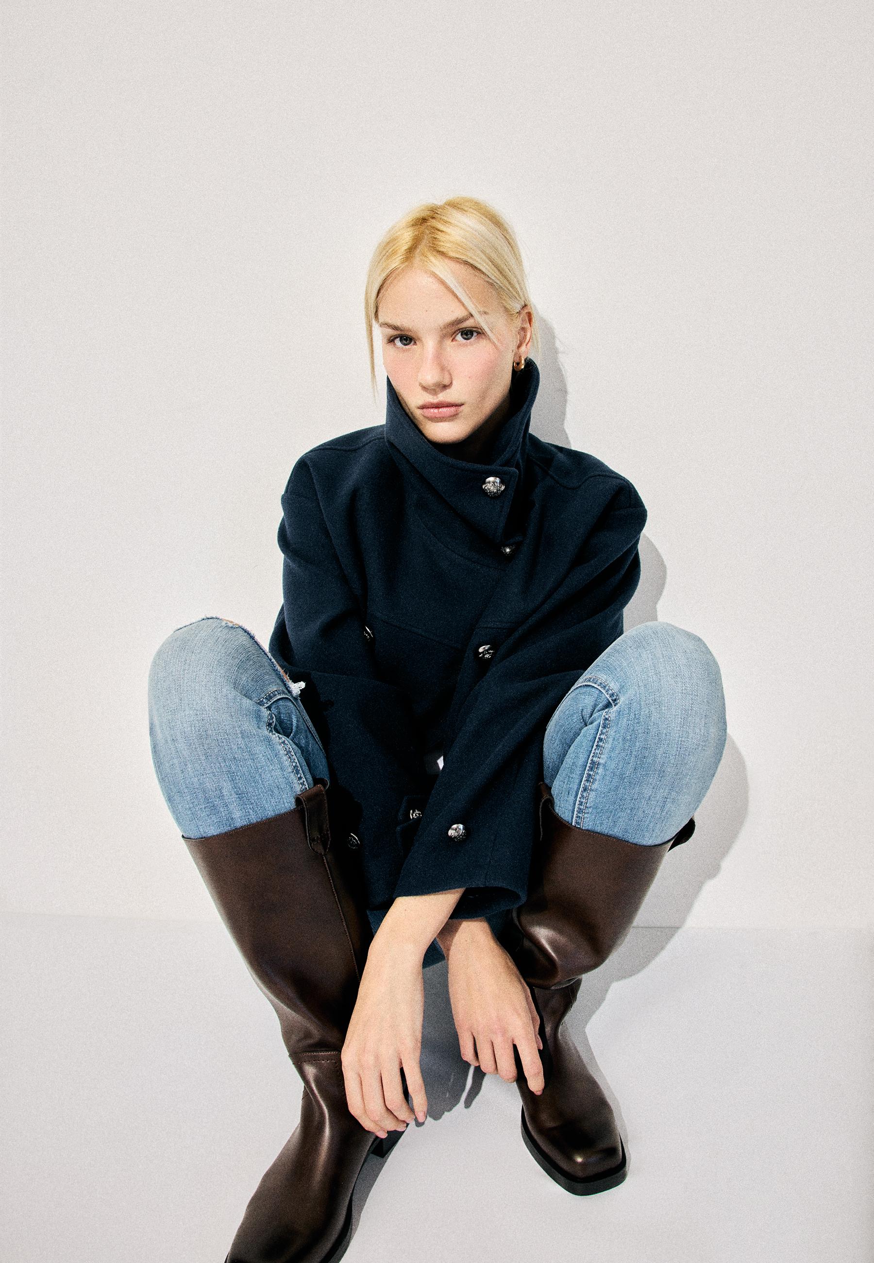 Soft-touch crossover high neck jacket - Women's fashion