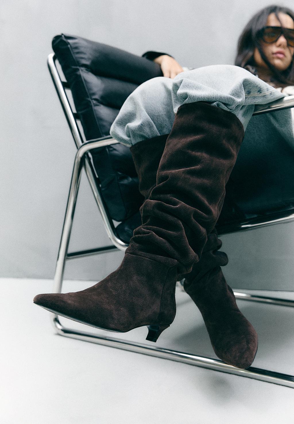 Botas kitten slouchy piel