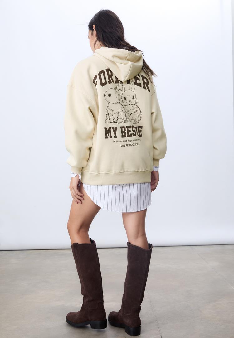 kapusonlu grafikli sweatshirt