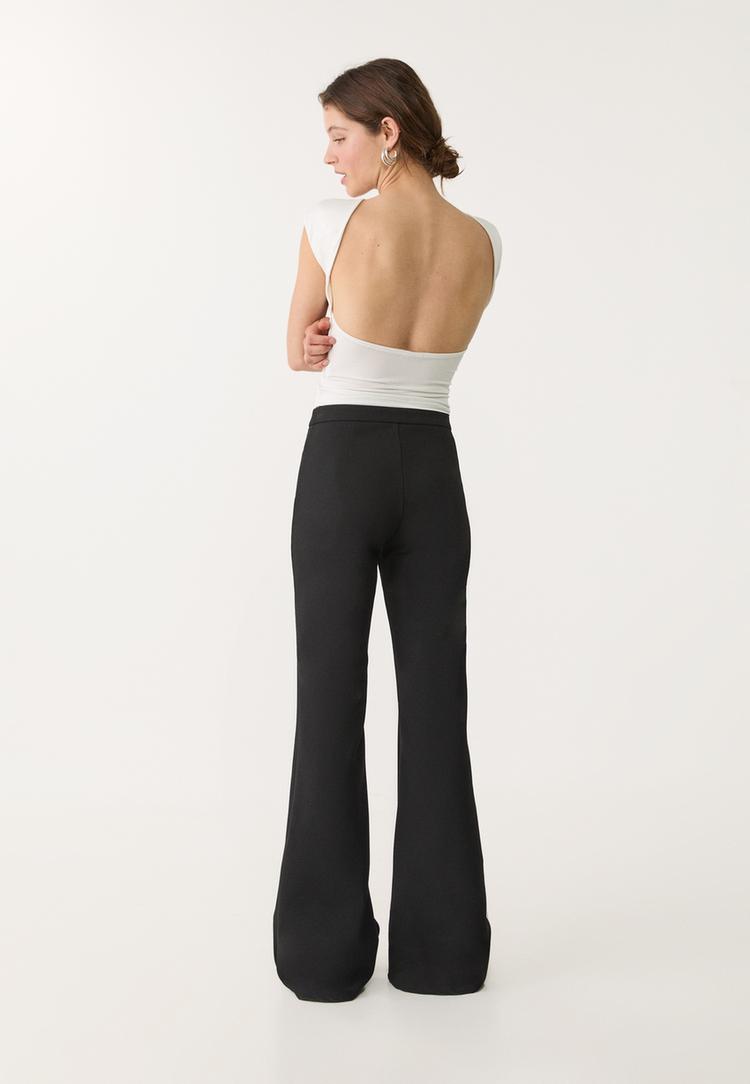 pantalon flare cremallera