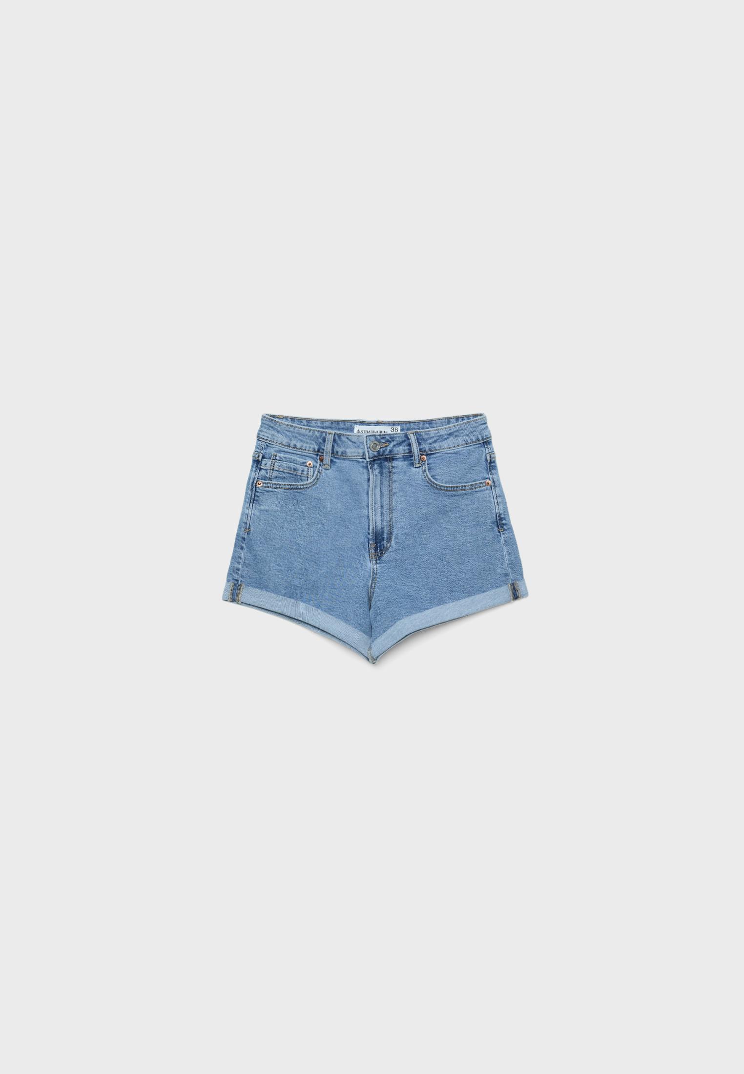Slim mom fit şort - Görsel 7