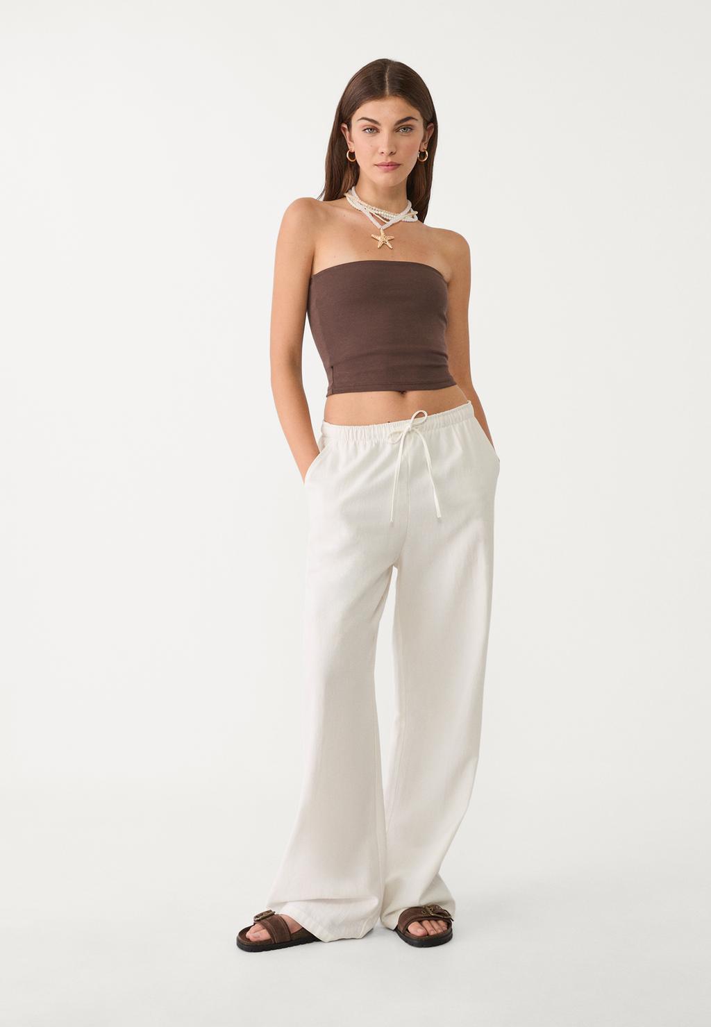 Lange, fließende Hose Stil mit Leinenanteil