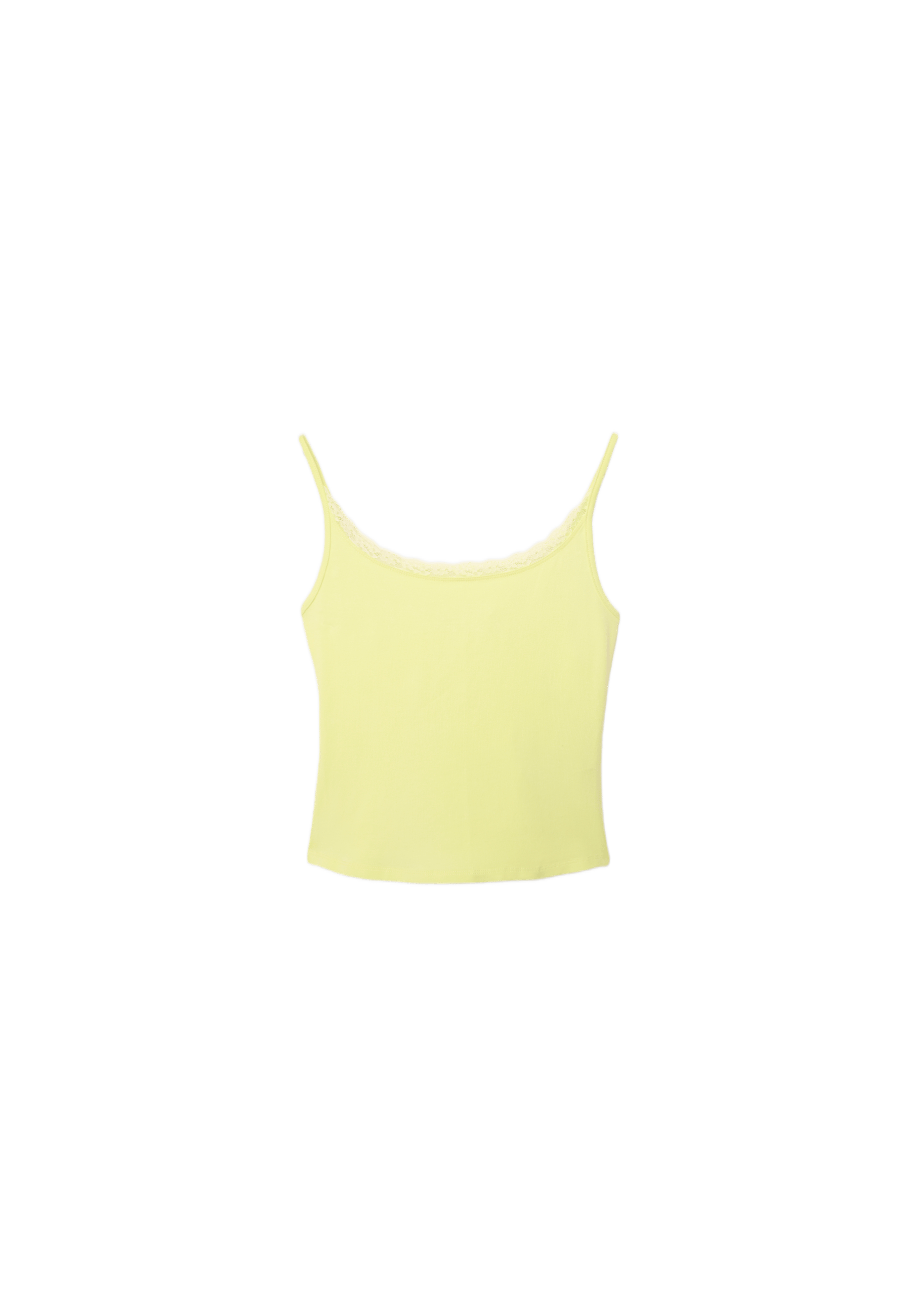 Lace trim strappy top — Pastel yellow