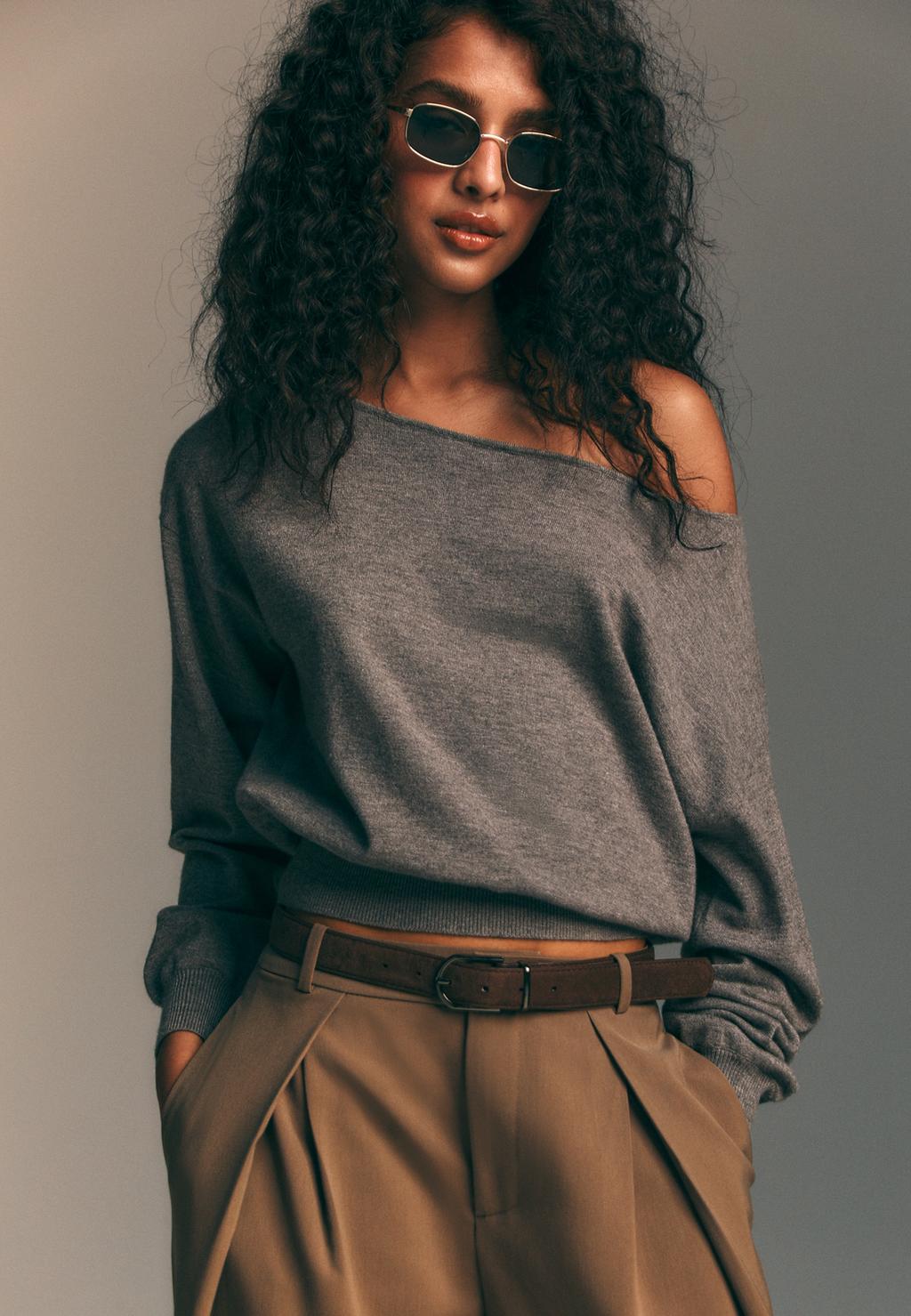 Boat Neck Knitted Jumper