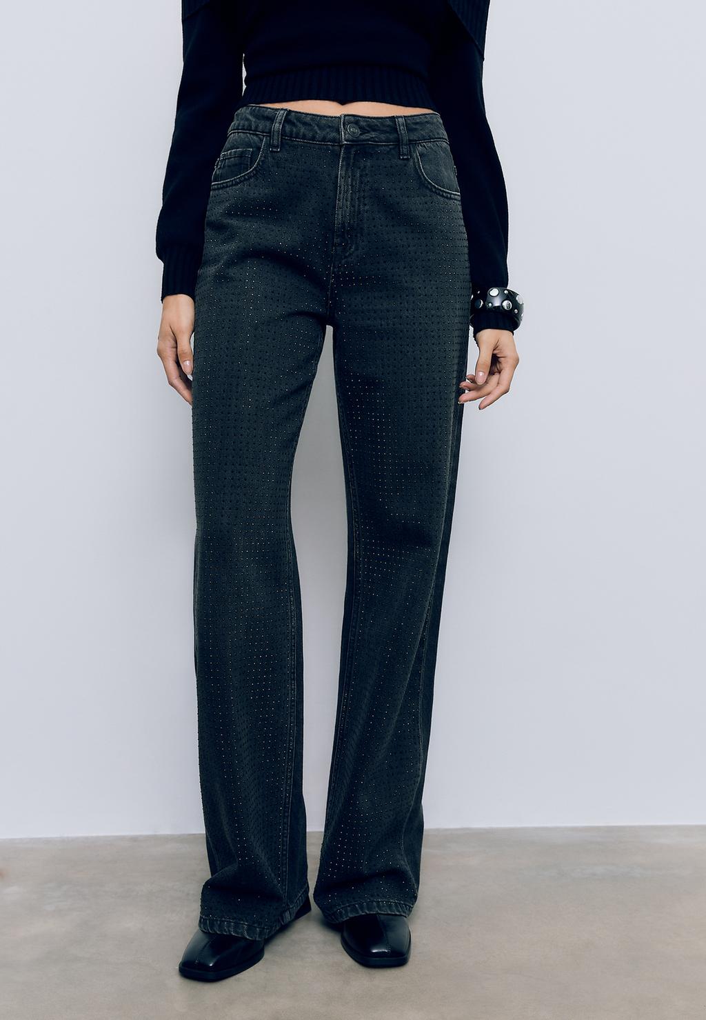 Traperice straight fit sa sjajnim detaljima