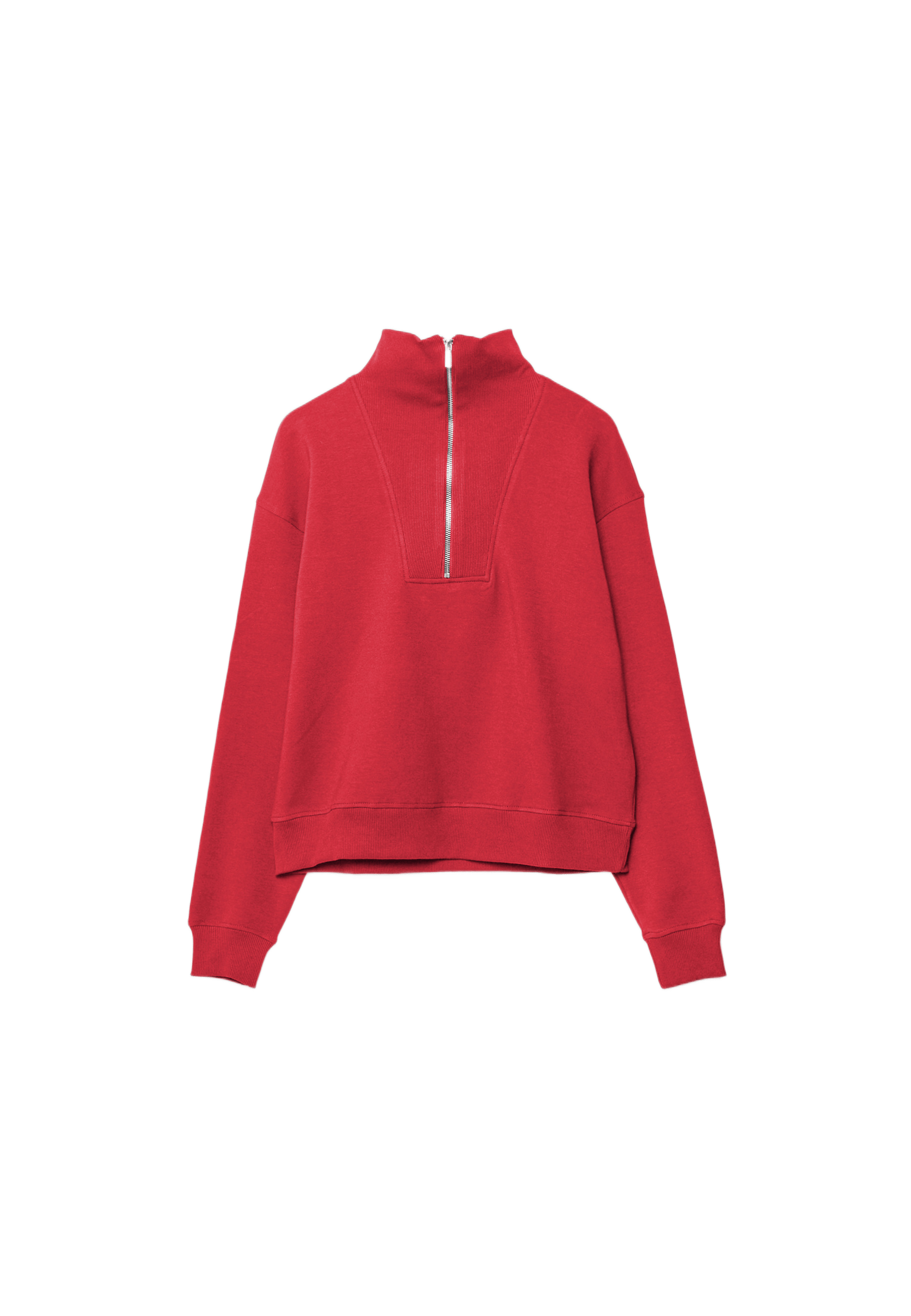 High-neck sweatshirt with zip — Red