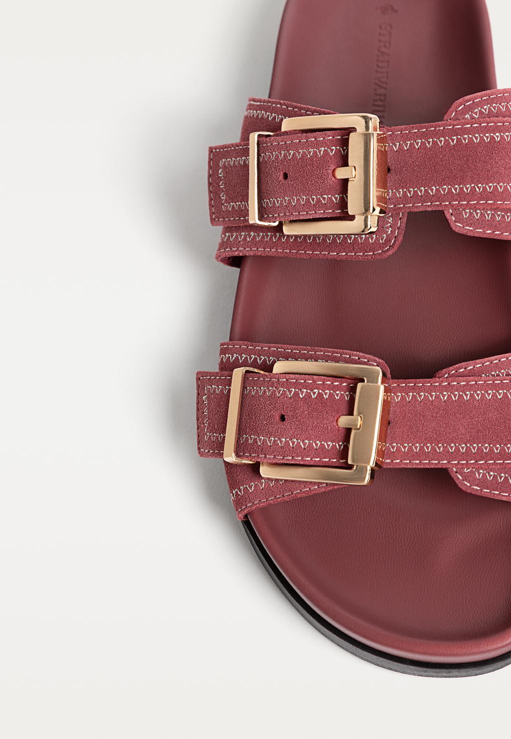 Sandalen Leder flach Schnallen