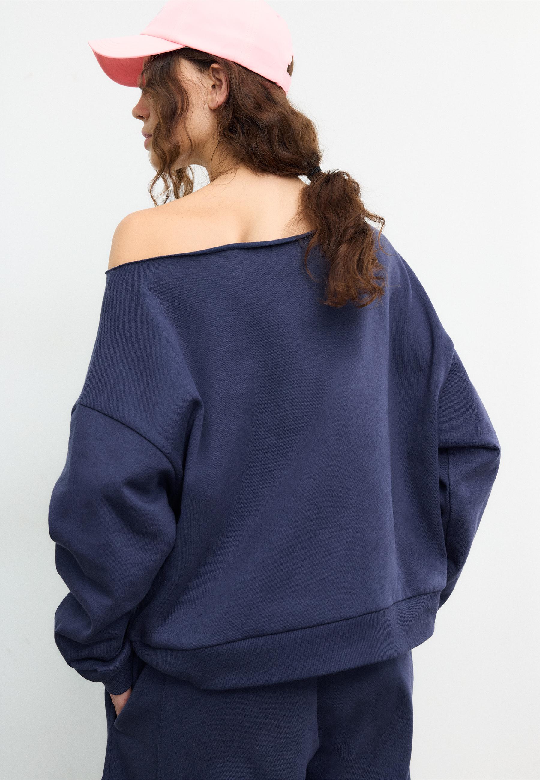 Basic off-the-shoulder sweatshirt — Dark blue