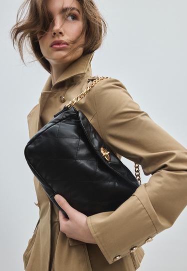 Quilted shoulder bag with chain — Black 2