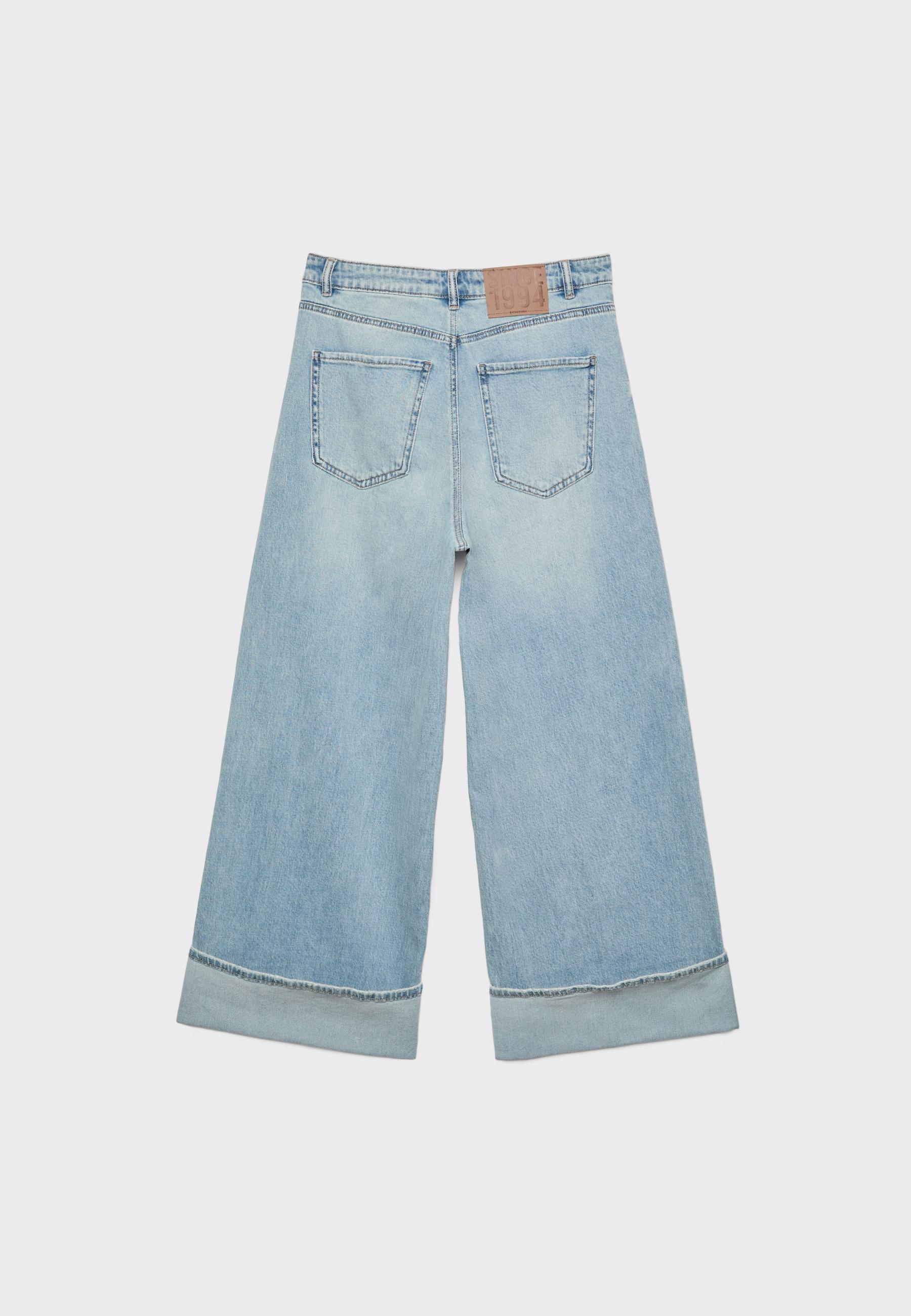 Wide-leg jeans with turn-up hems - Women's fashion