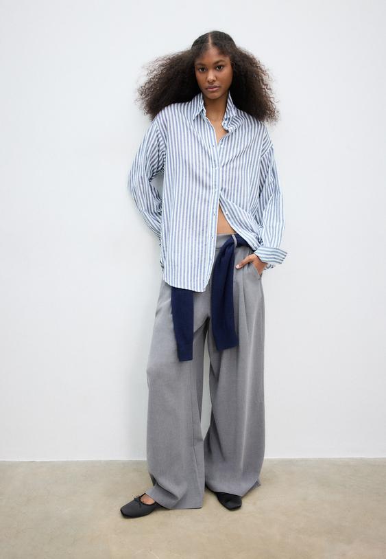 camisa fluida efecto lino