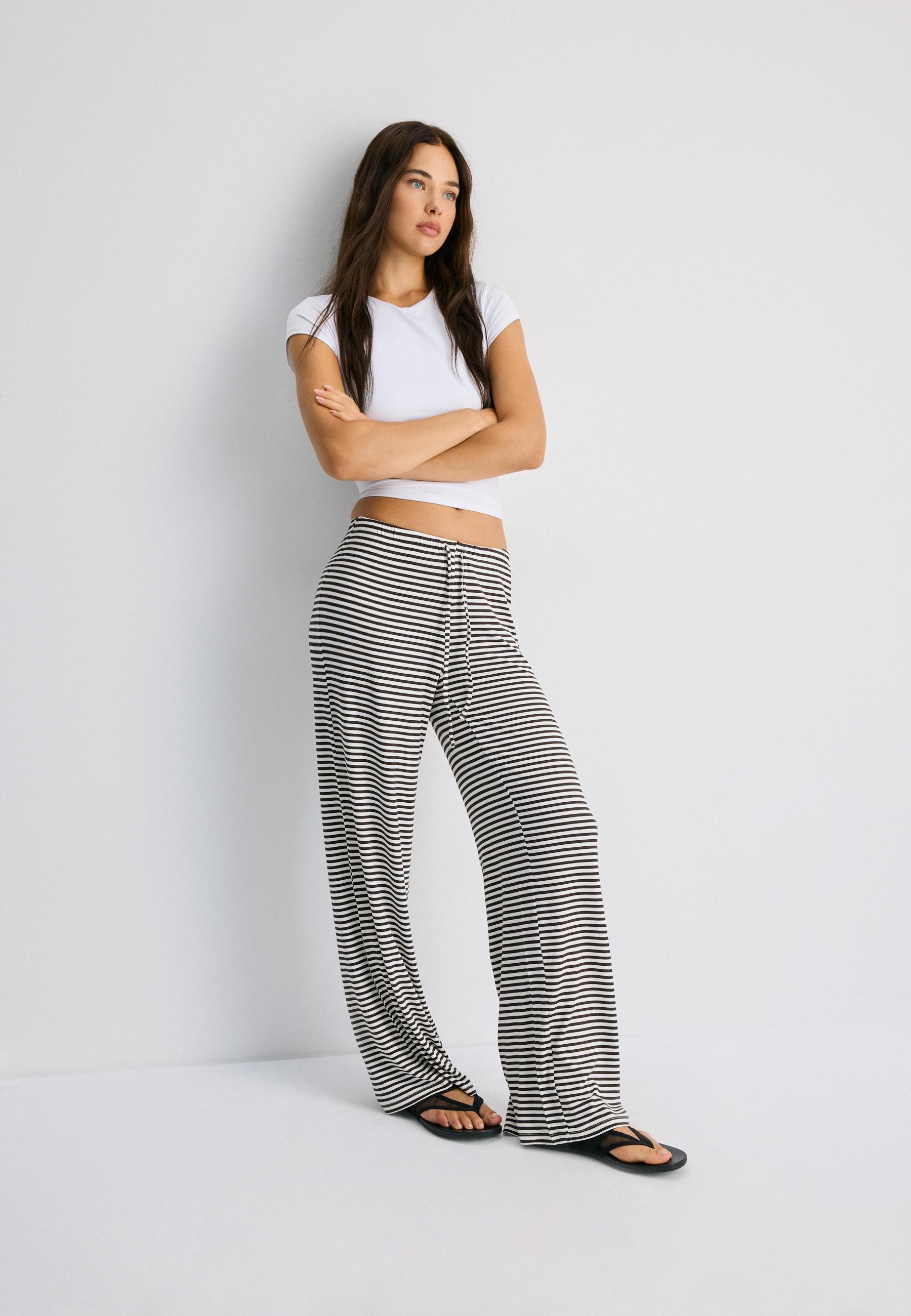 Striped slim-waist joggers — Brown