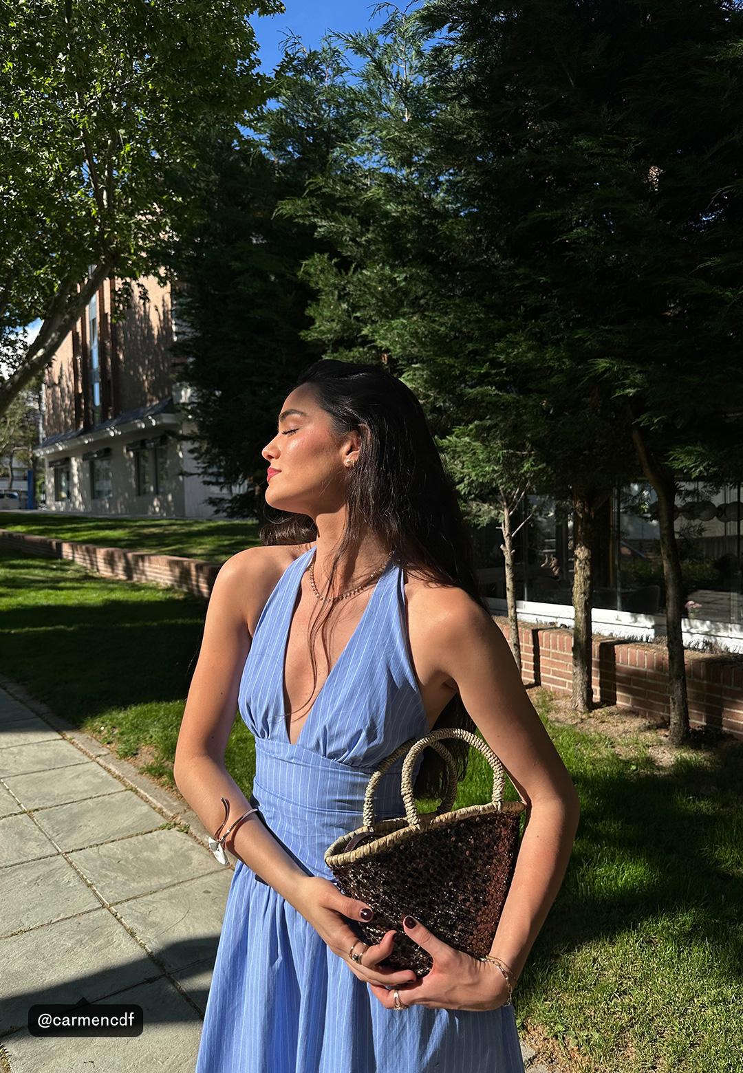 Poplin halter midi elbise - Görsel 13