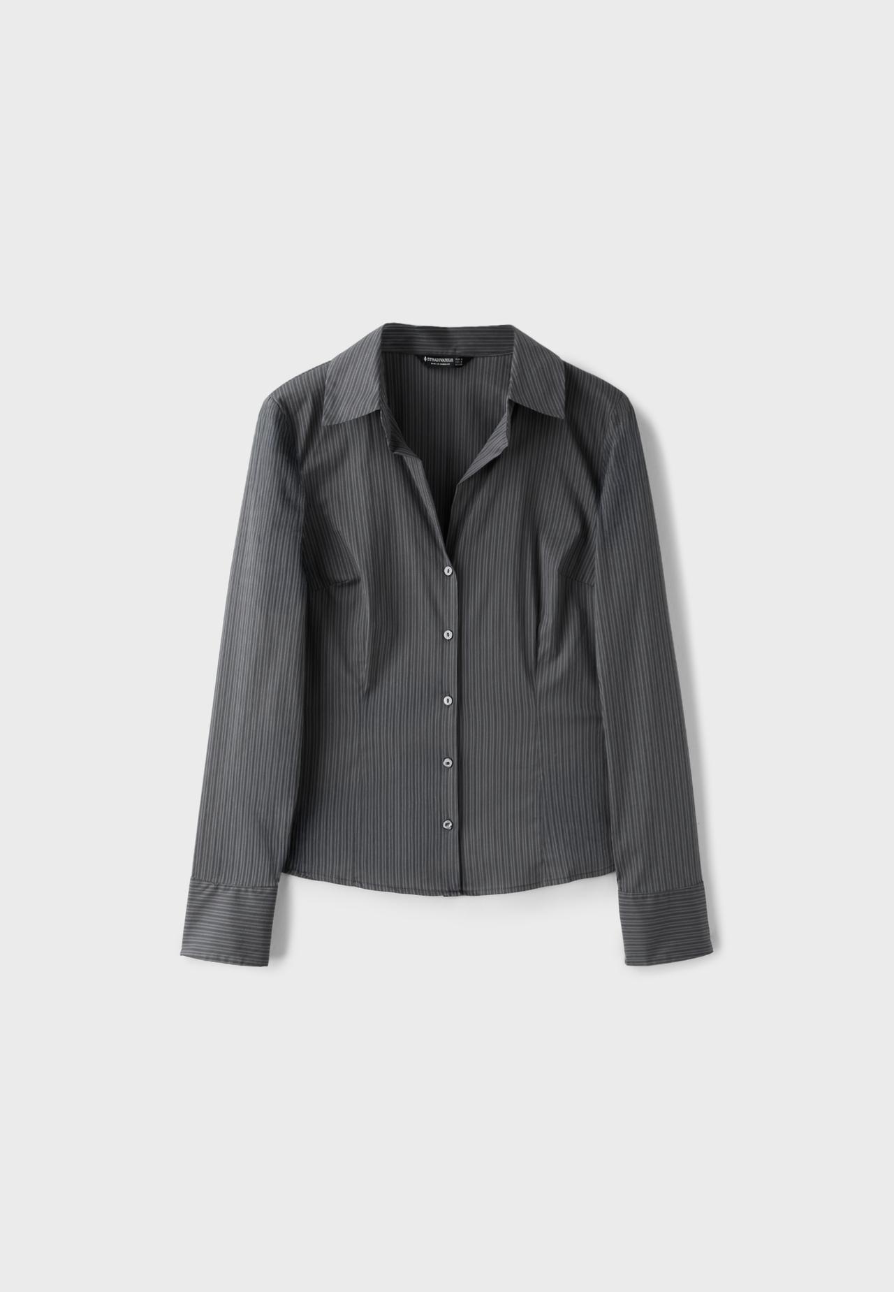 Fitted basic shirt — Pearl grey