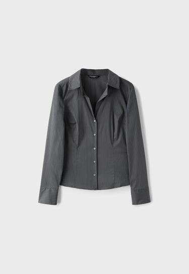 Fitted basic shirt — Pearl grey 7