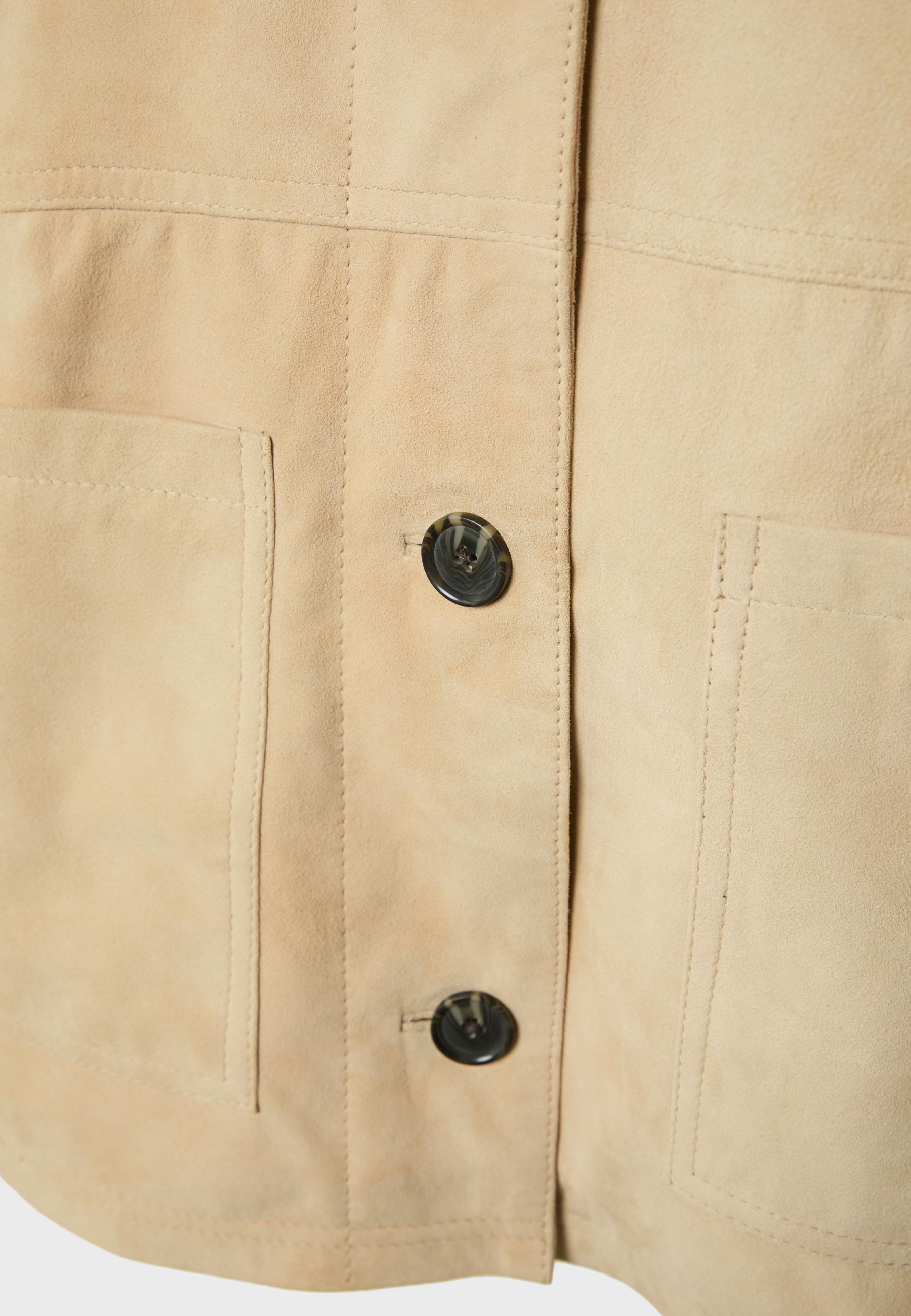 Leather Jacket with Pockets — Stone