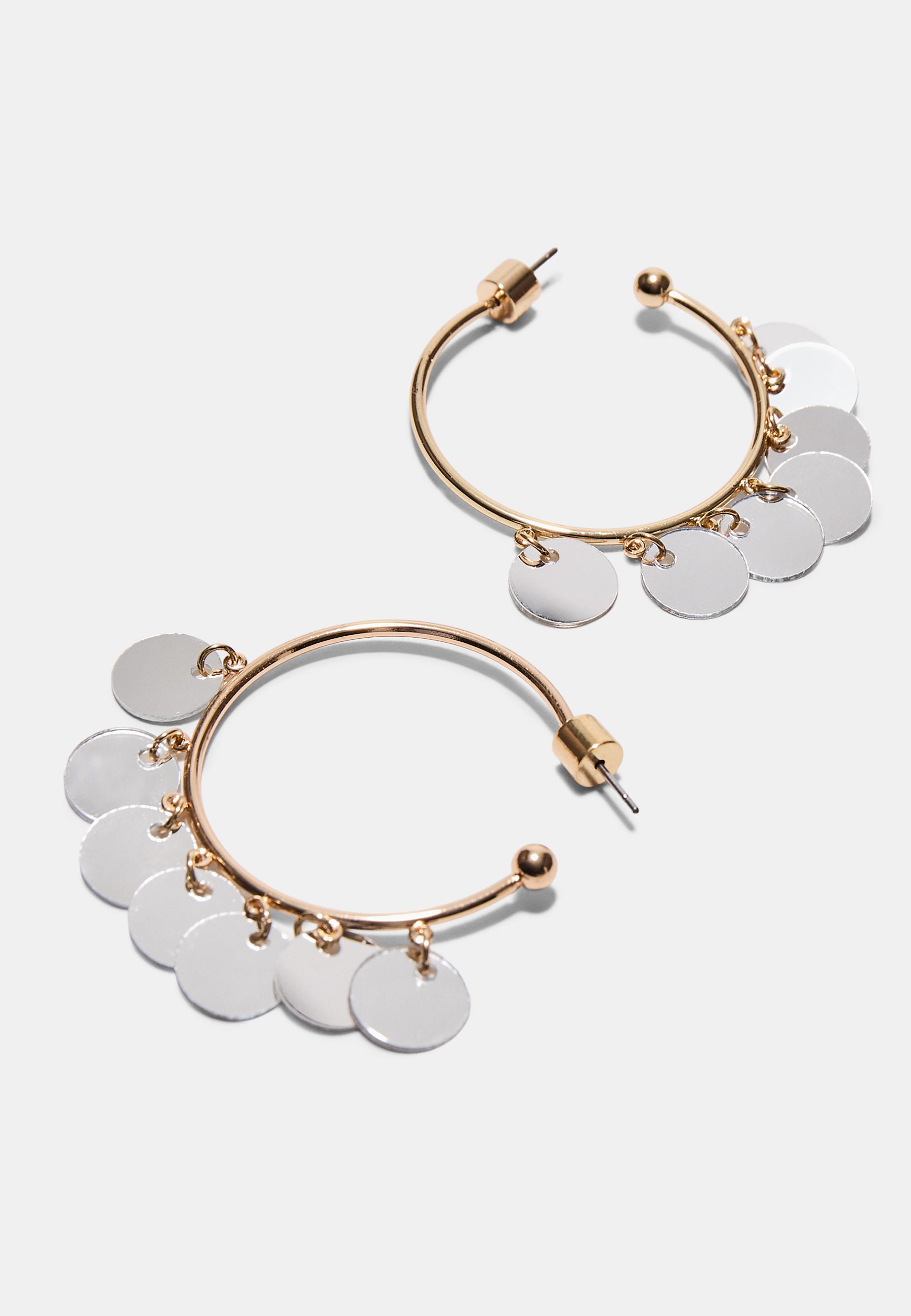 Mirror effect hoop earrings — Gold