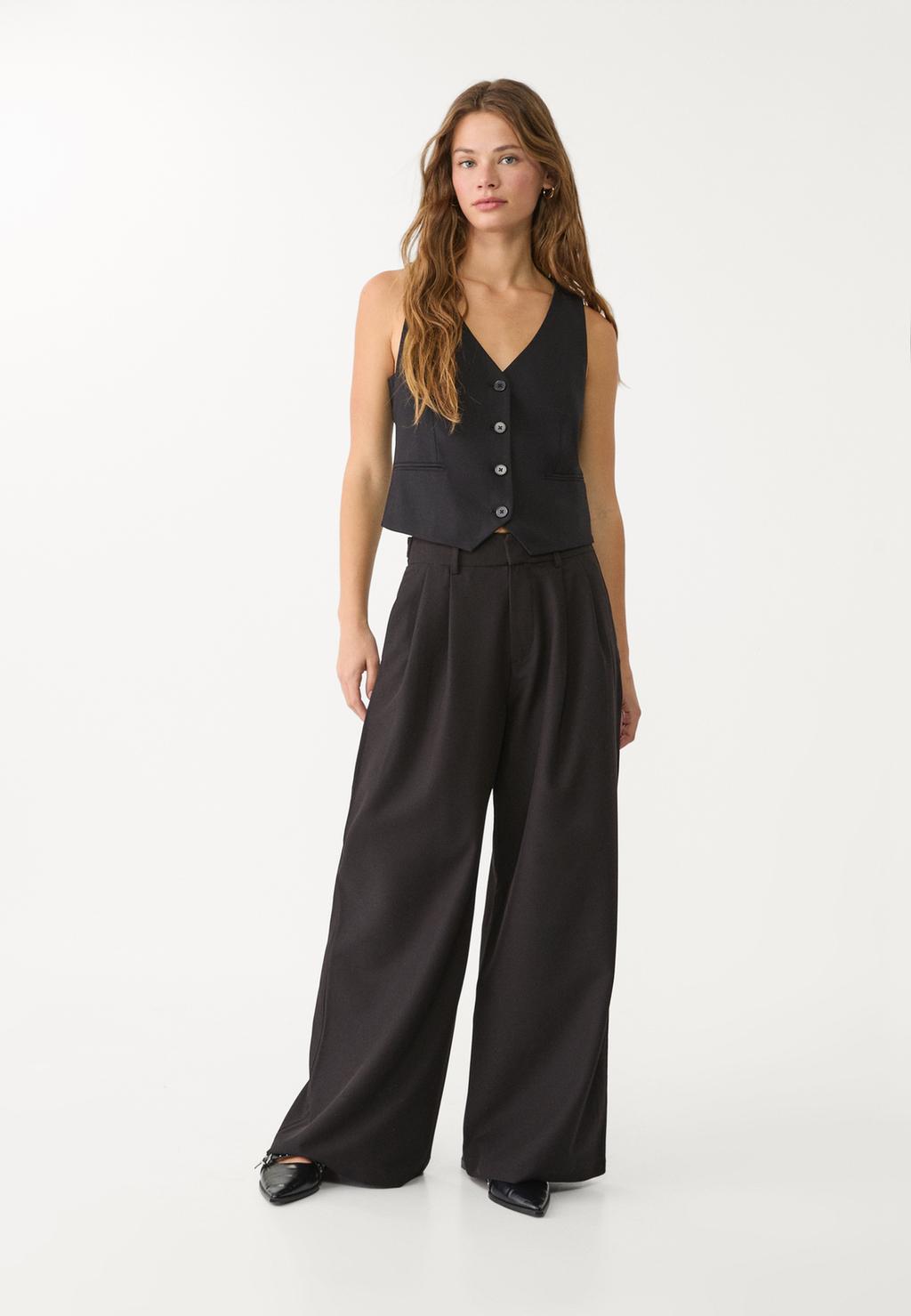 Super wide-leg adjustable trousers