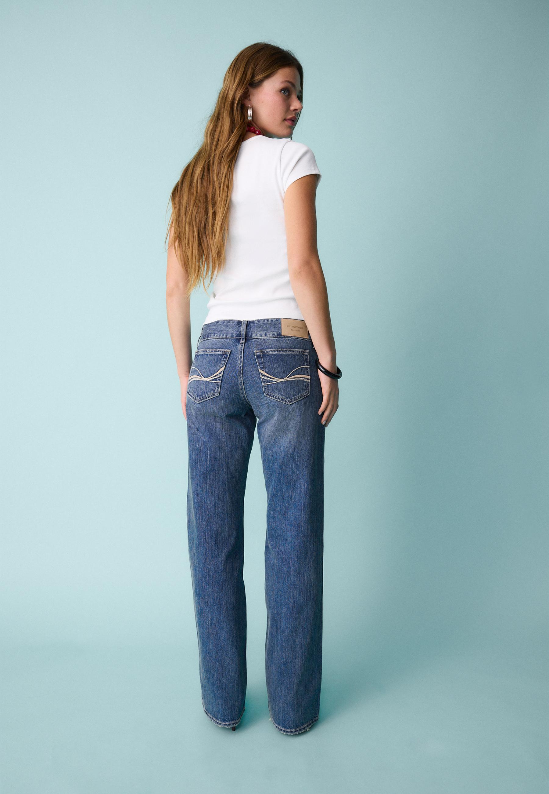 Düşük bel straight fit çekiç belli jean - Görsel 8
