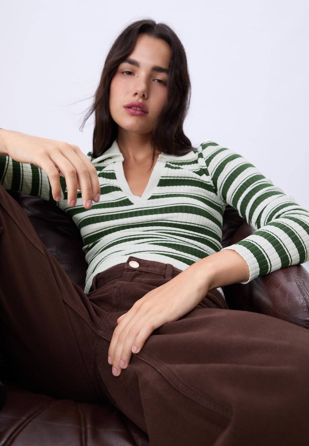 Striped seamless polo T-shirt