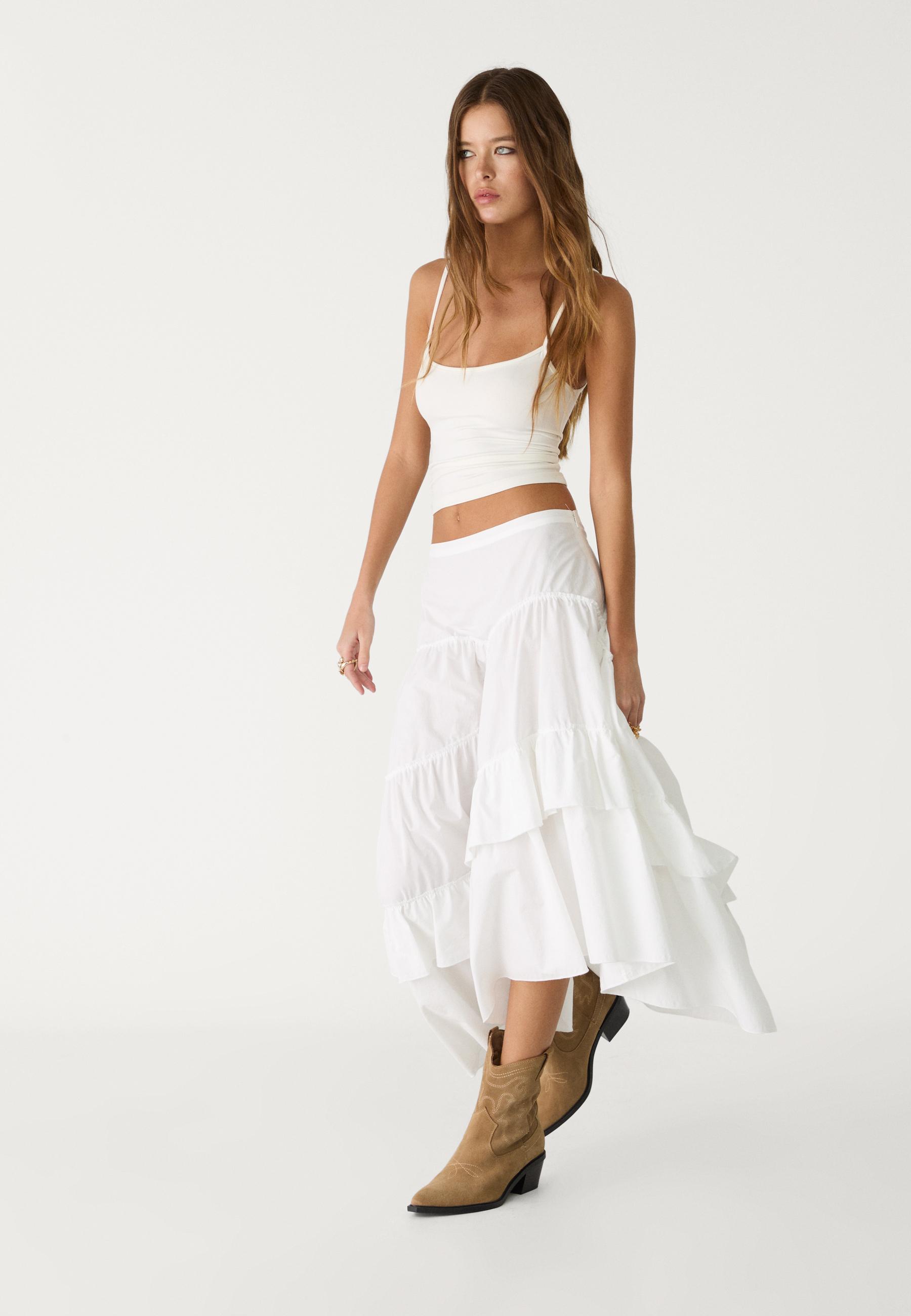 Flowing asymmetric midi skirt - Women's fashion
