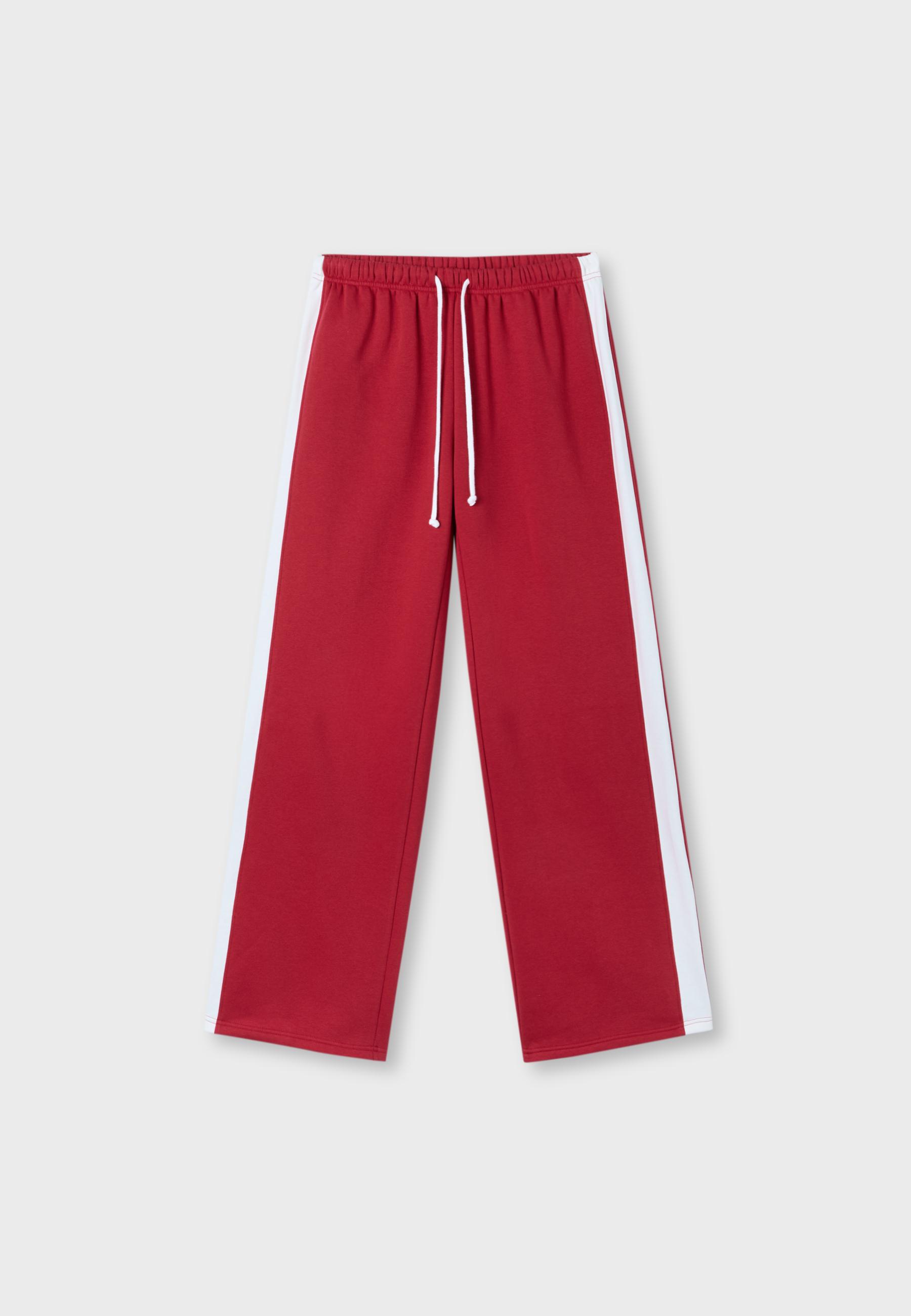 Straight-leg side-stripe joggers — Red
